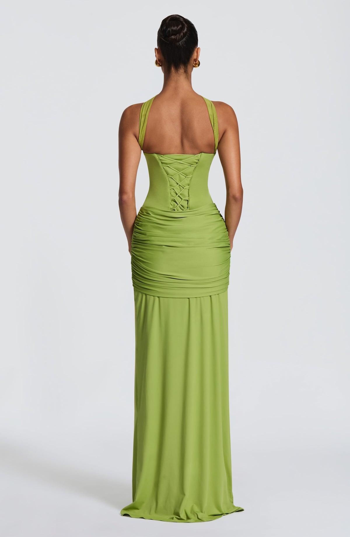 R.F Women's Dress Corset Maxi Olive Mesh Formal