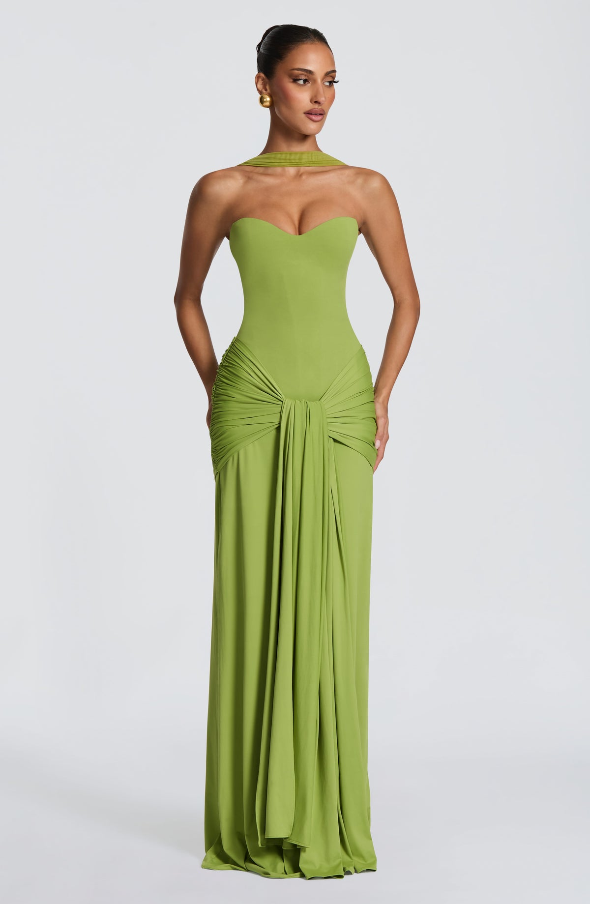 R.F Women's Dress Corset Maxi Olive Mesh Formal