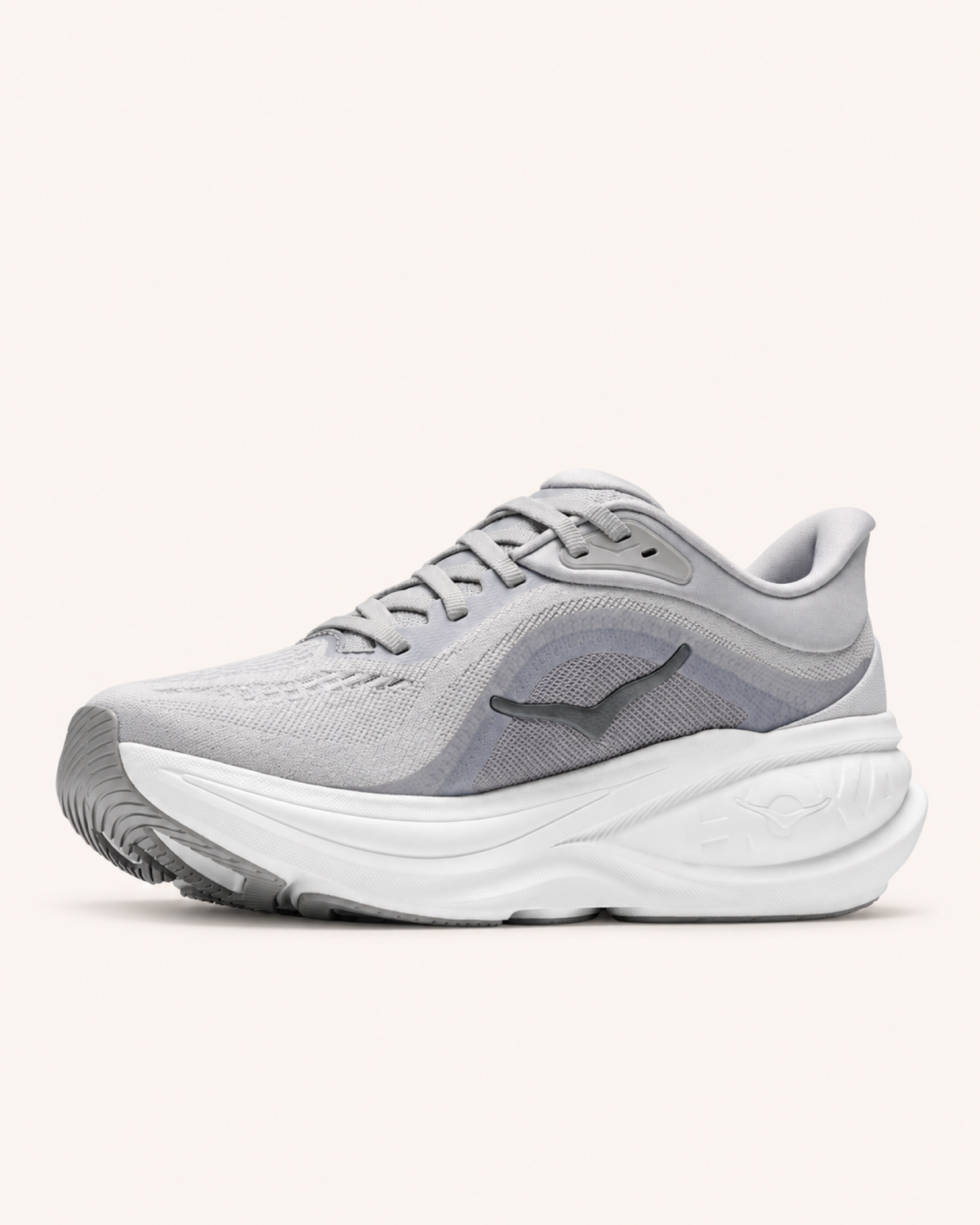 HOKA CLIFTON PRO in White / Grey — angled view #Colour_White / Grey
