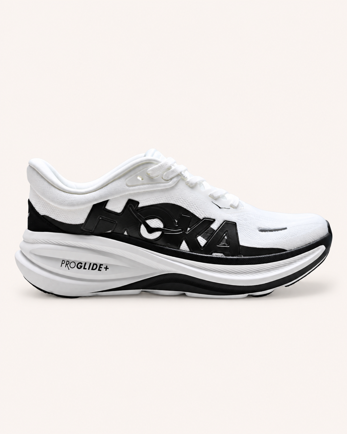 HOKA CLIFTON PRO in White / Black — side view #Colour_White / Black