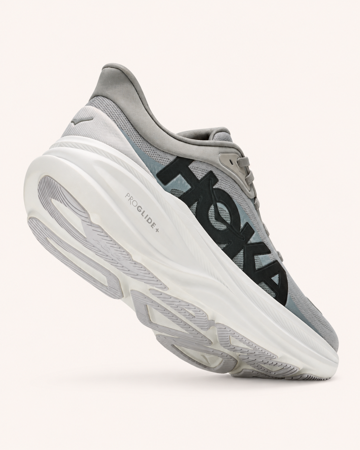 HOKA CLIFTON PRO in Grey / Black — sole view #Colour_Grey / Black