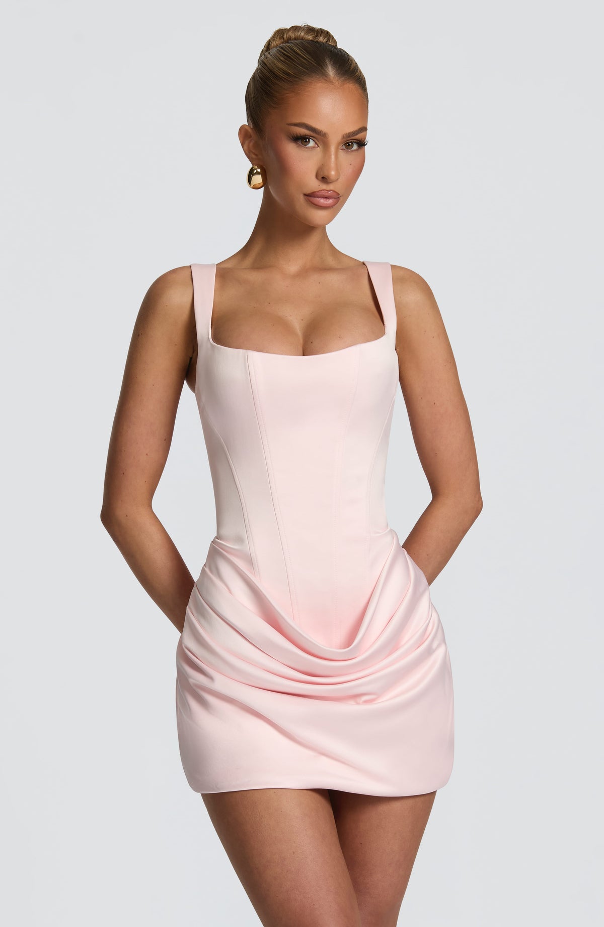 M.T Women's Dress Imogen Corset Blush Satin Party