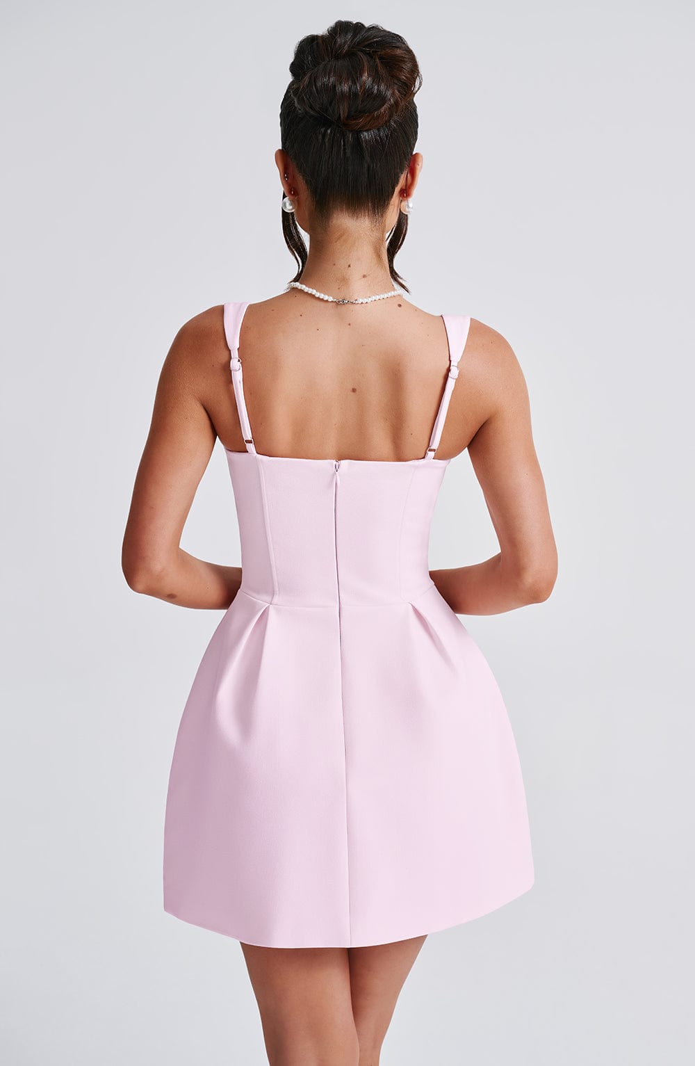 M.T Women's Dress Corset Bubble Hem Blush Crepe Cocktail Party