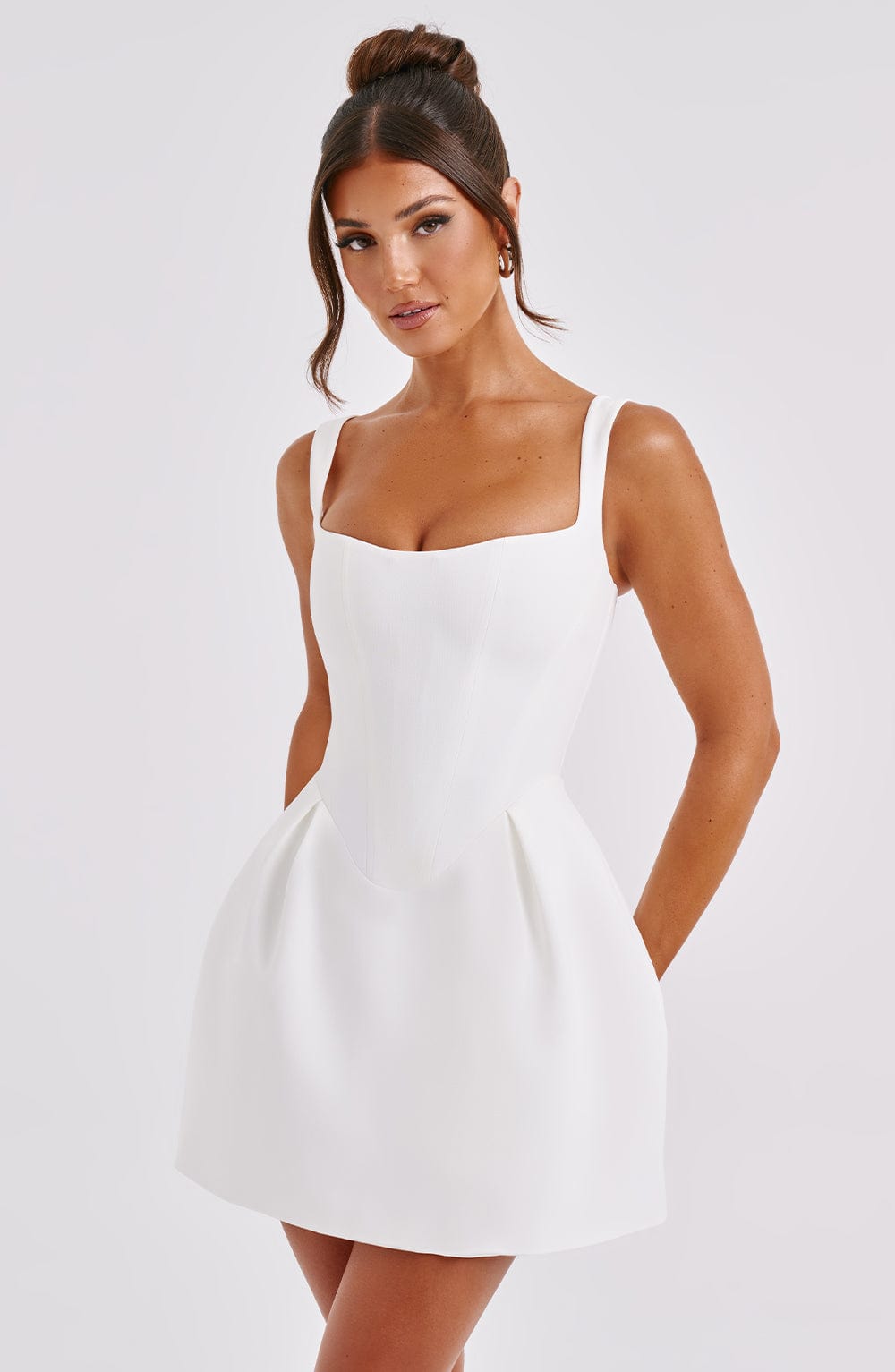 M.T Women's Dress Corset Mini Ivory Woven Party