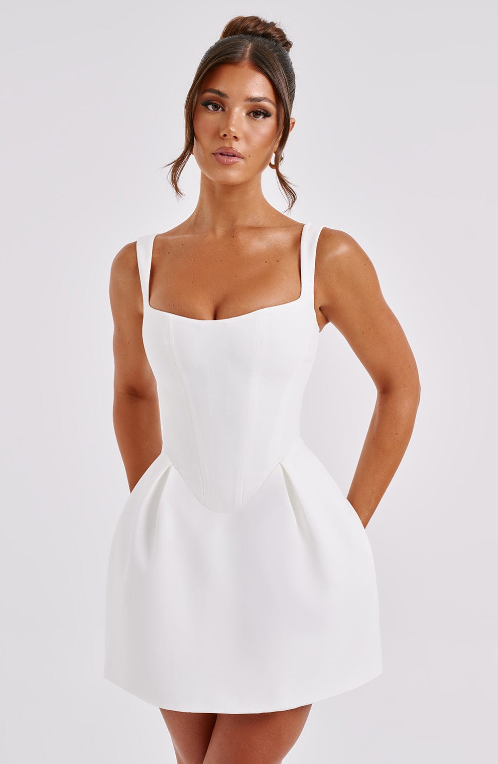 M.T Women's Dress Corset Mini Ivory Woven Party