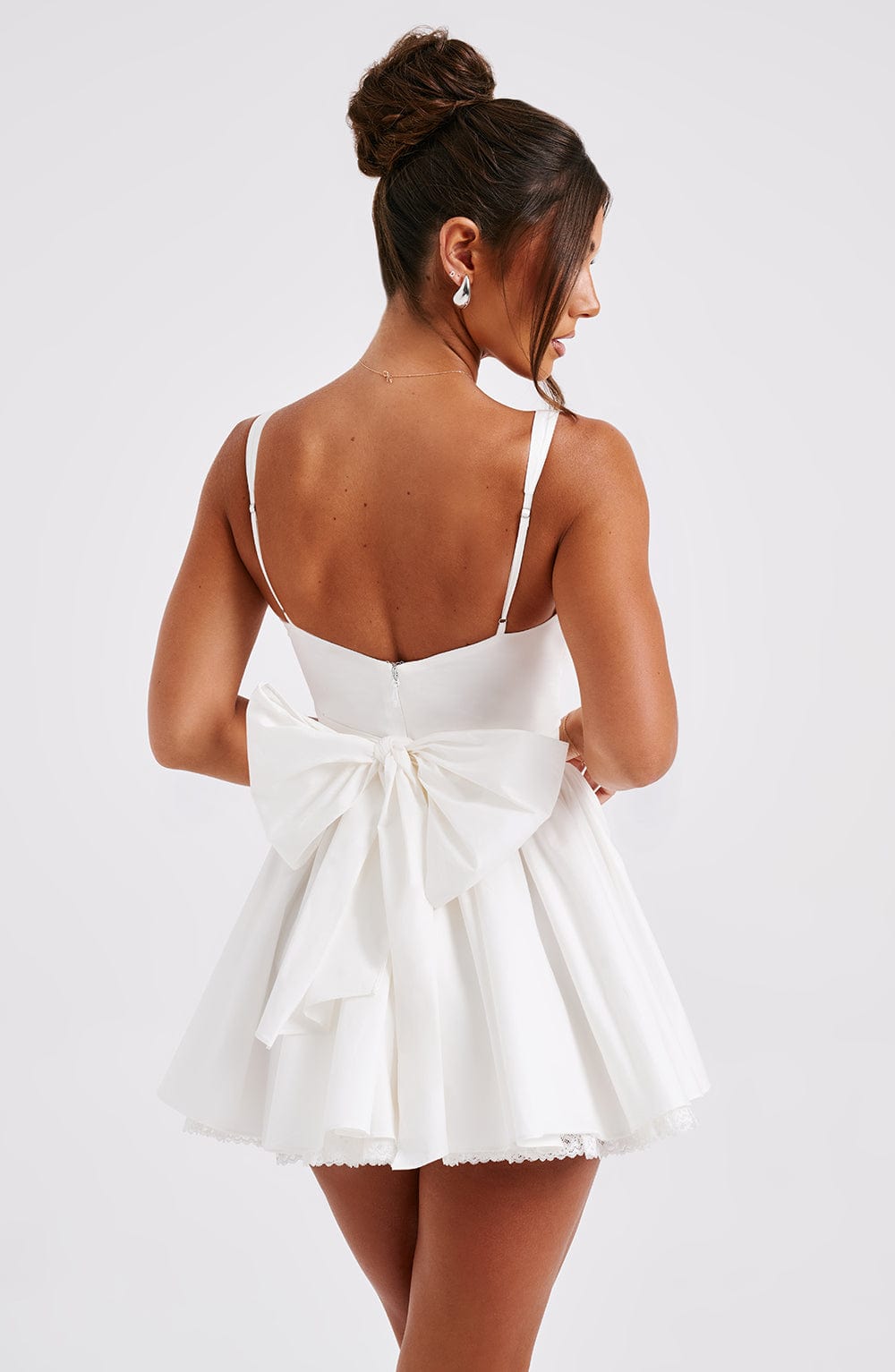 R.F Women's Dress Josie Corset Mini White Cotton Lace Party