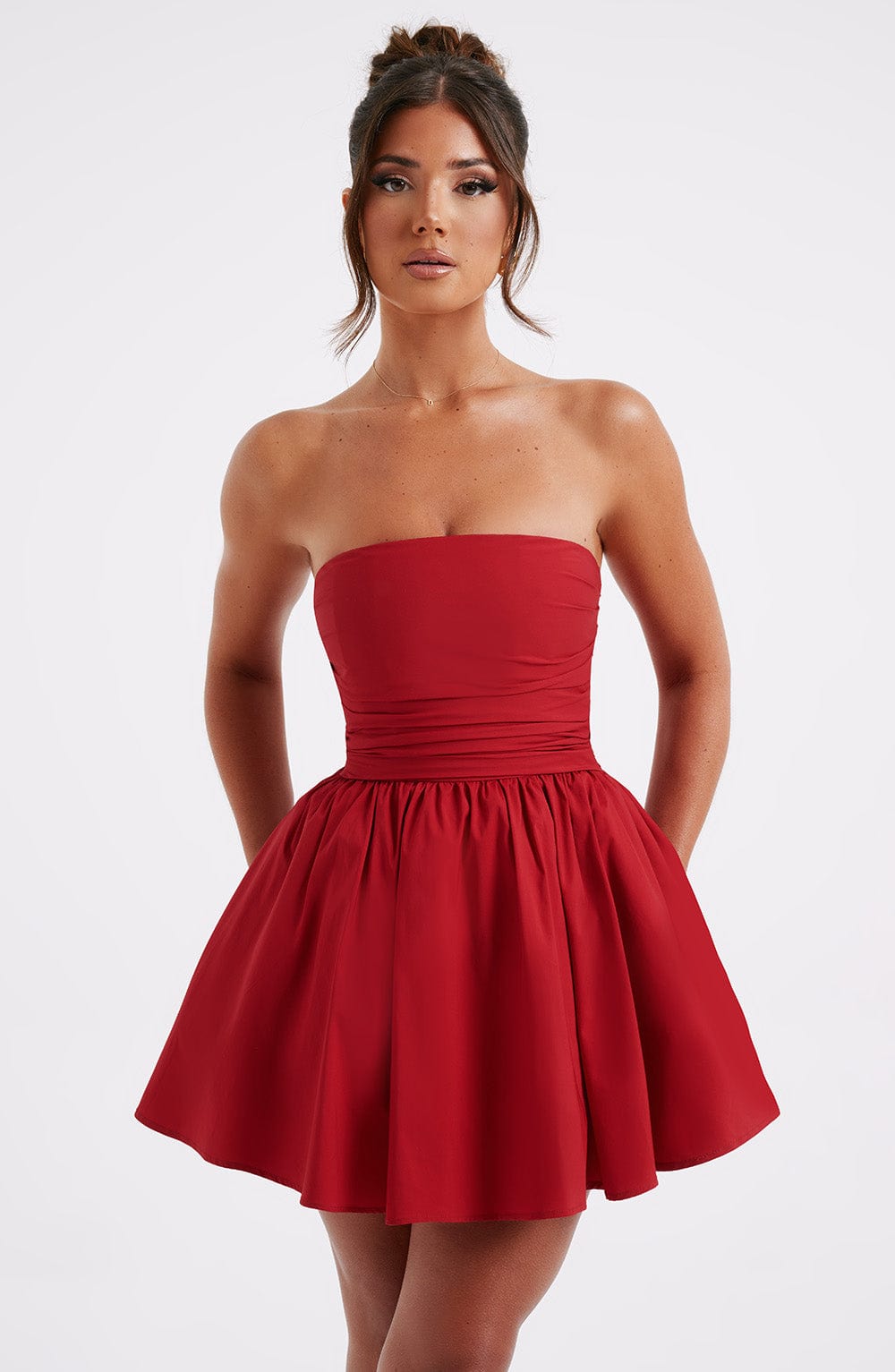 D.J Women's Dress Katrina Corset Red Cotton Party