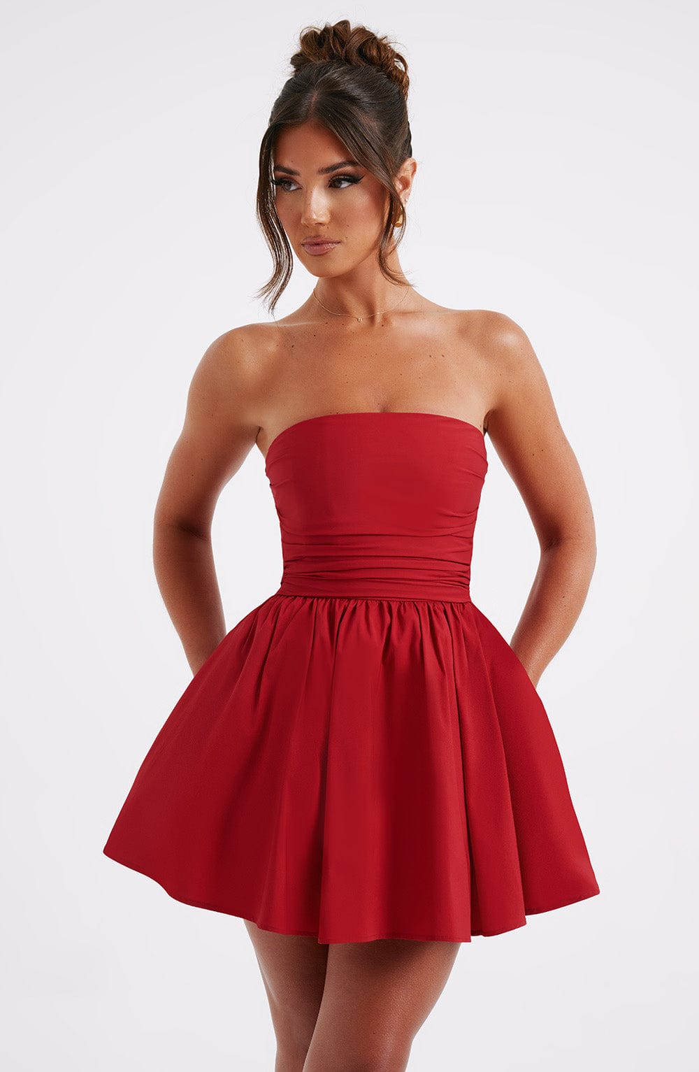 D.J Women's Dress Katrina Corset Red Cotton Party