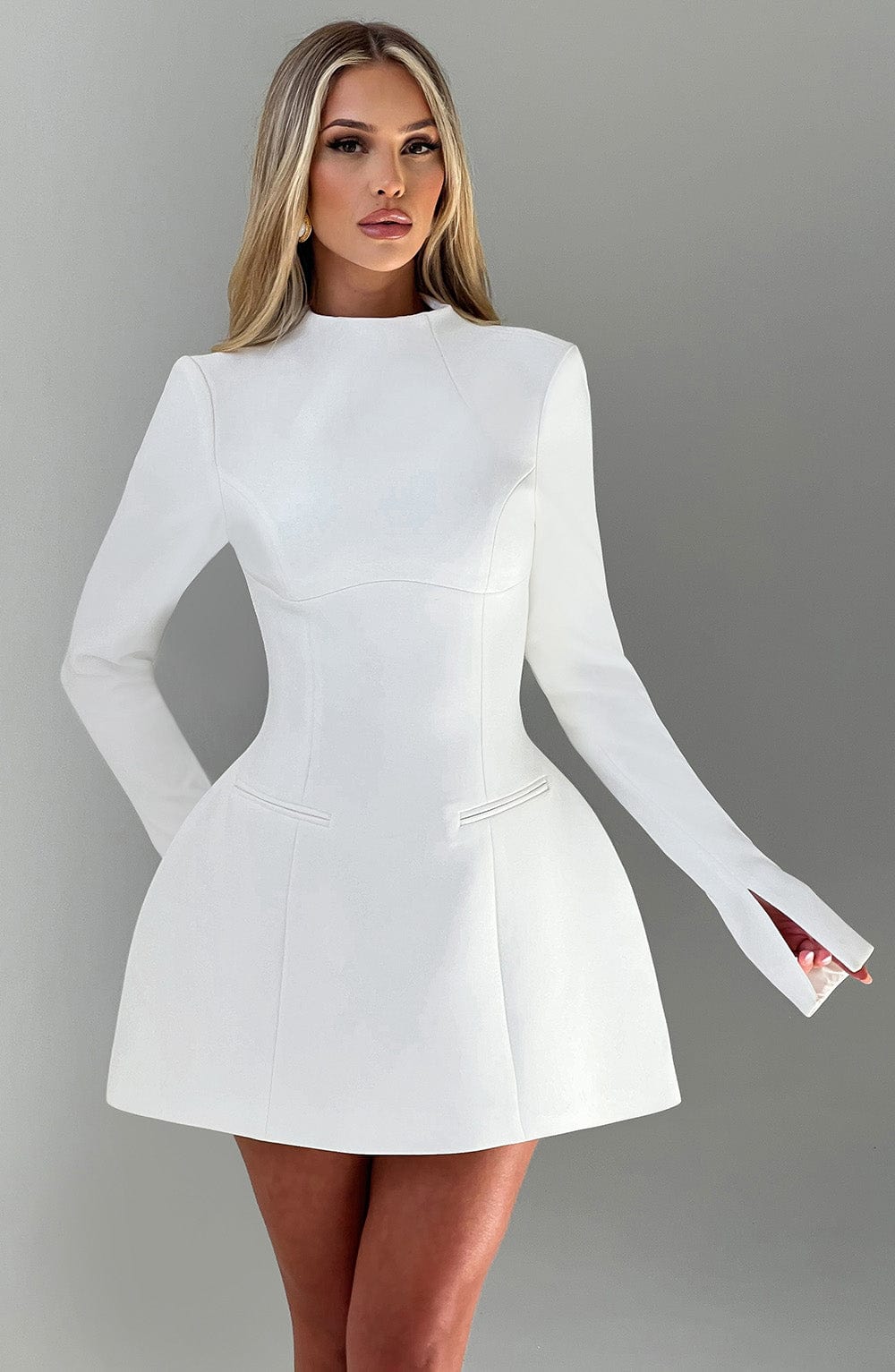 R.F Women's Dress Mini Ivory Crepe Party