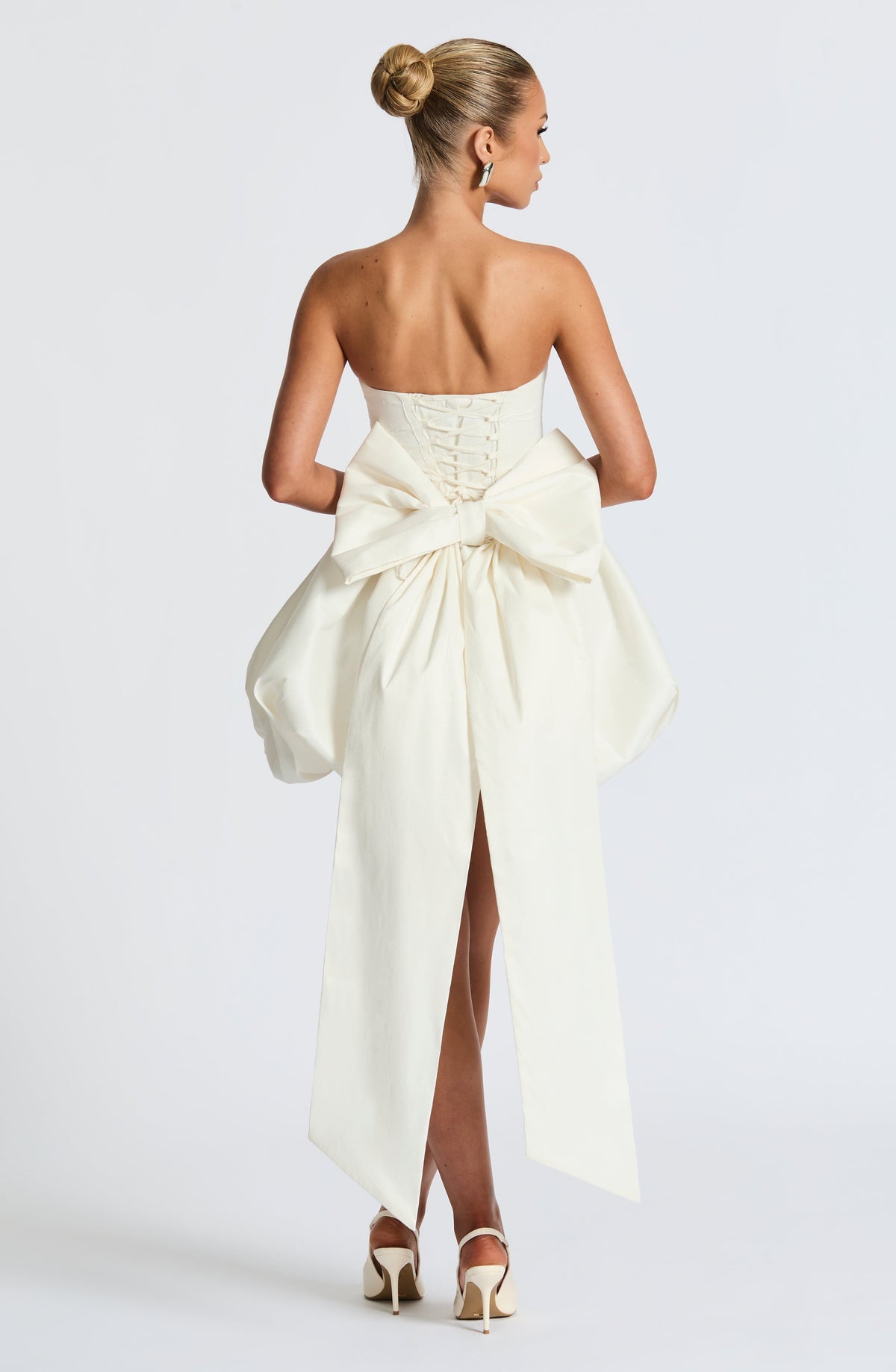 S.M Women's Dress Strapless Ivory Taffeta Party BBF3973-D