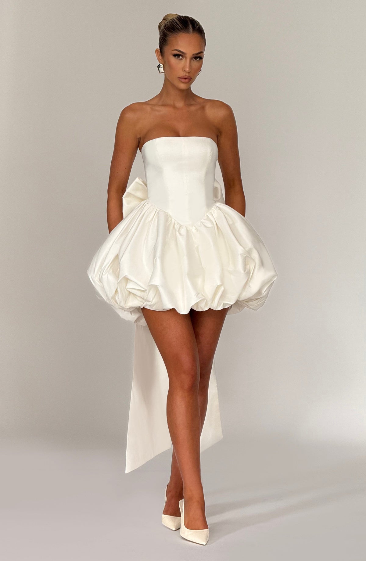 S.M Women's Dress Strapless Ivory Taffeta Party BBF3973-D