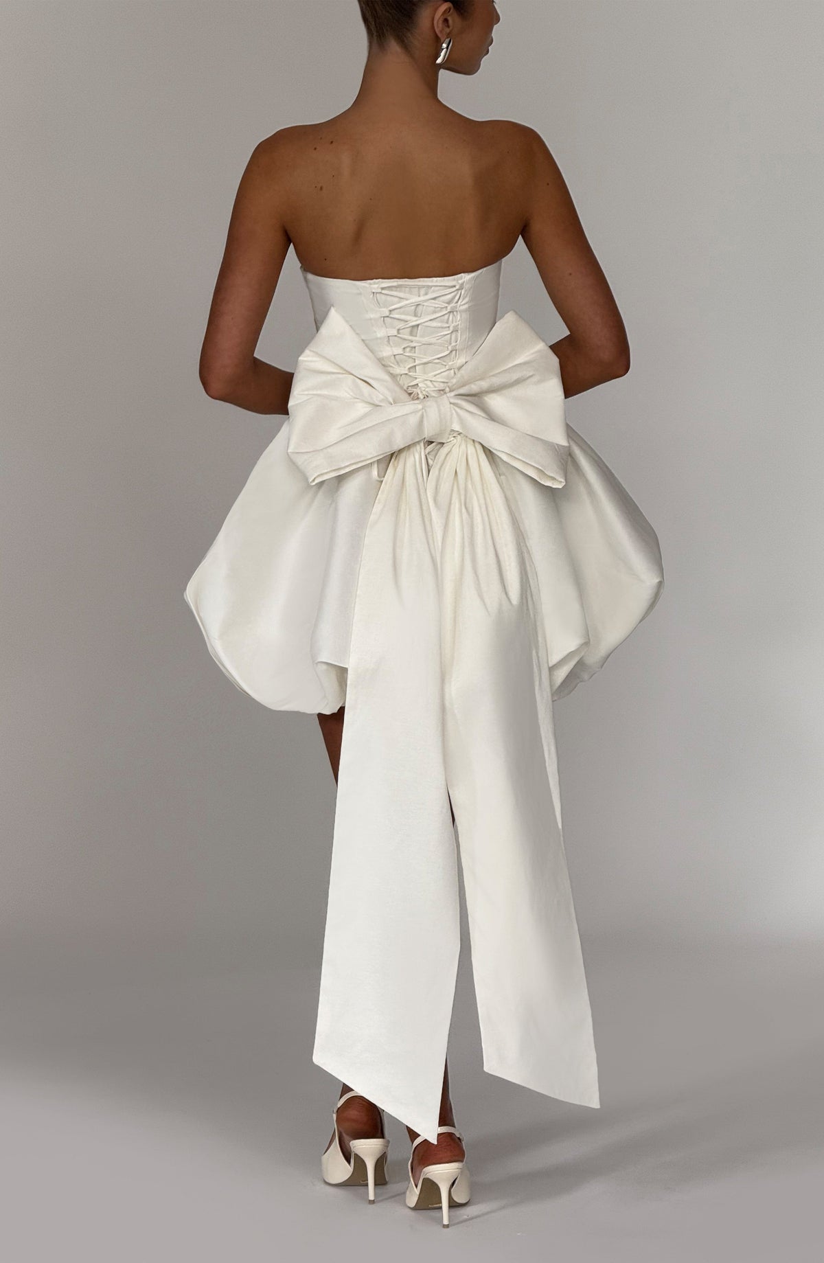 S.M Women's Dress Strapless Ivory Taffeta Party BBF3973-D