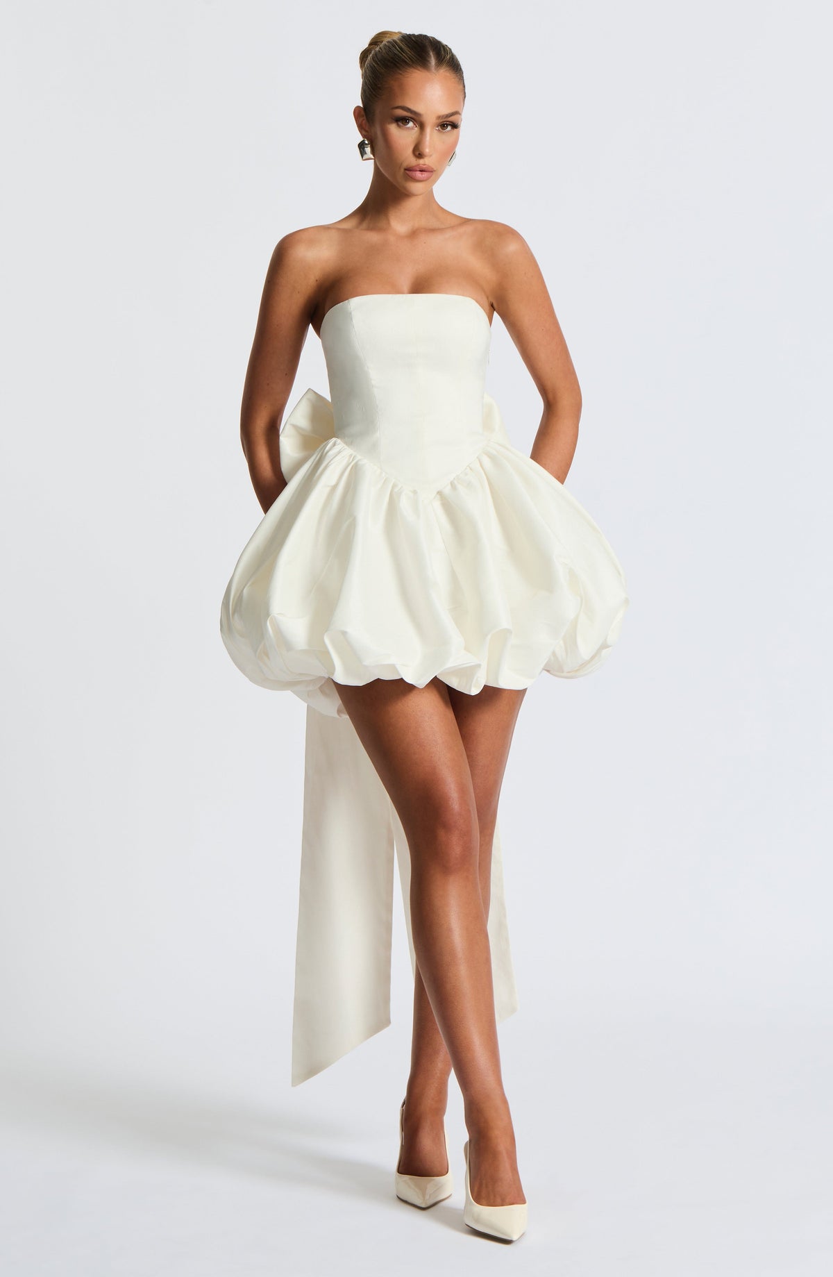 S.M Women's Dress Strapless Ivory Taffeta Party BBF3973-D