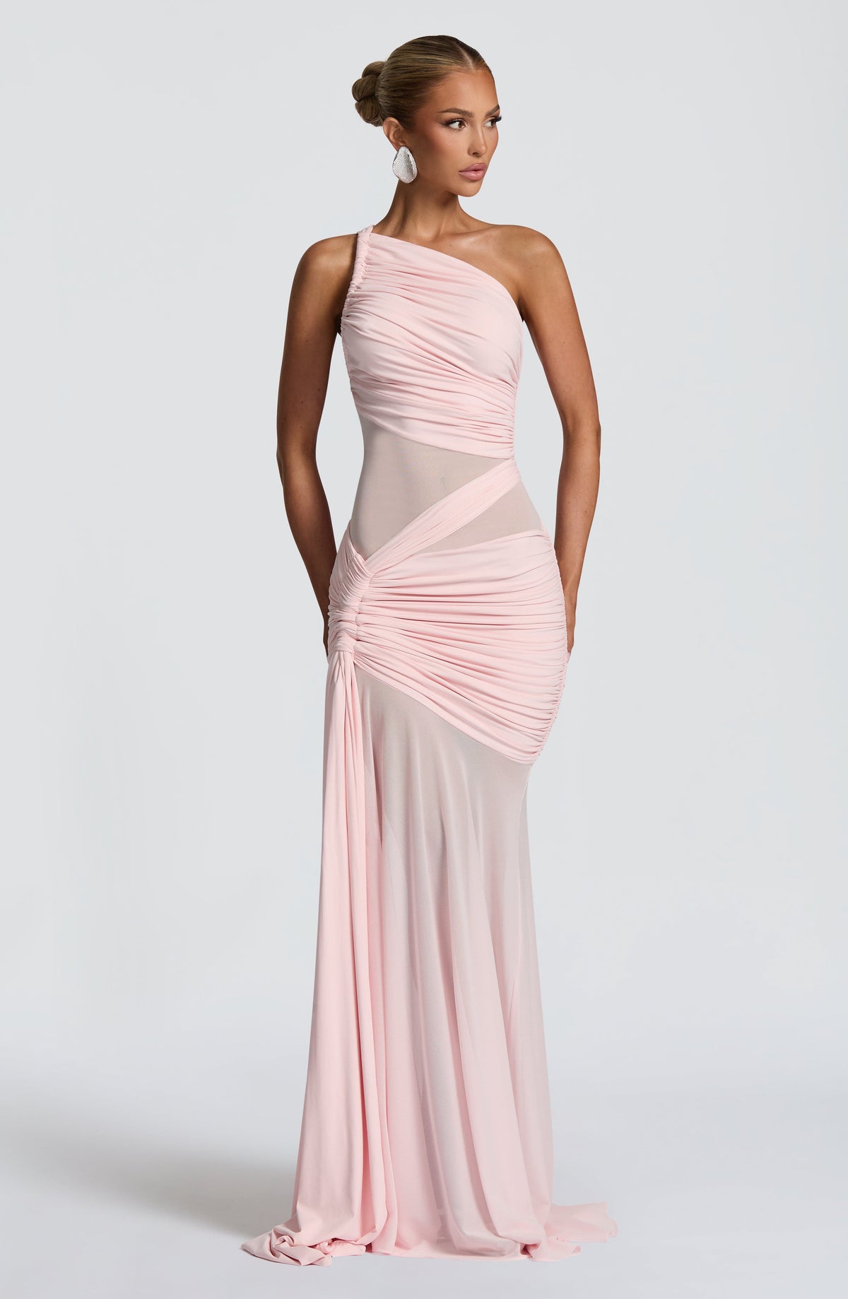 Women's Dress Marianne Maxi Blush Mesh Ruched Formal