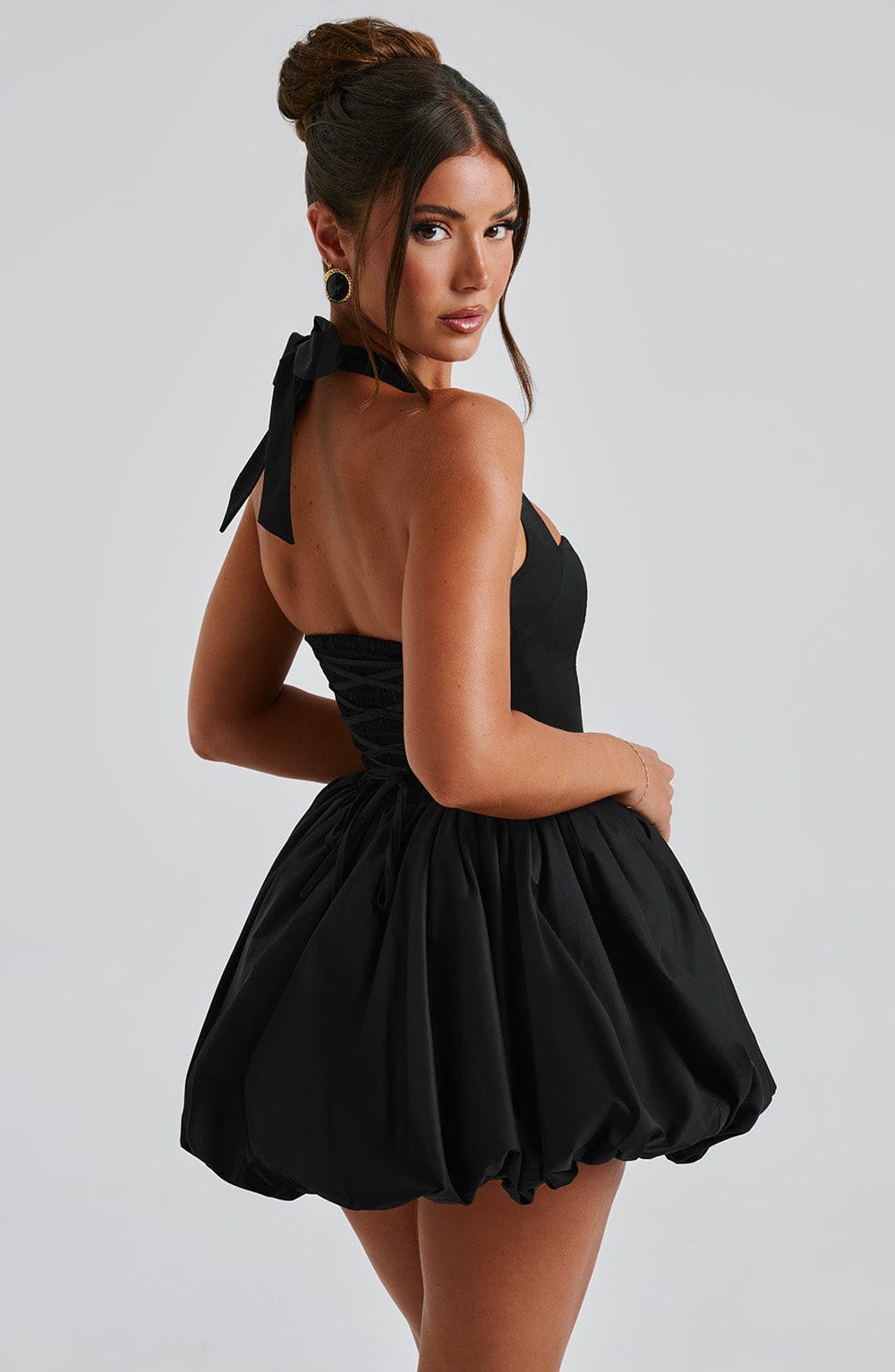 S.M Women's Dress Maricia Mini Square Neck Black Cotton Party