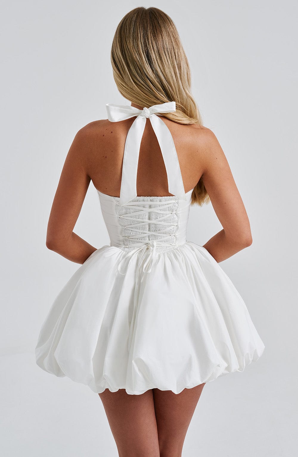 S.M Women's Dress Maricia Mini Square-Neck Ivory Cotton Party