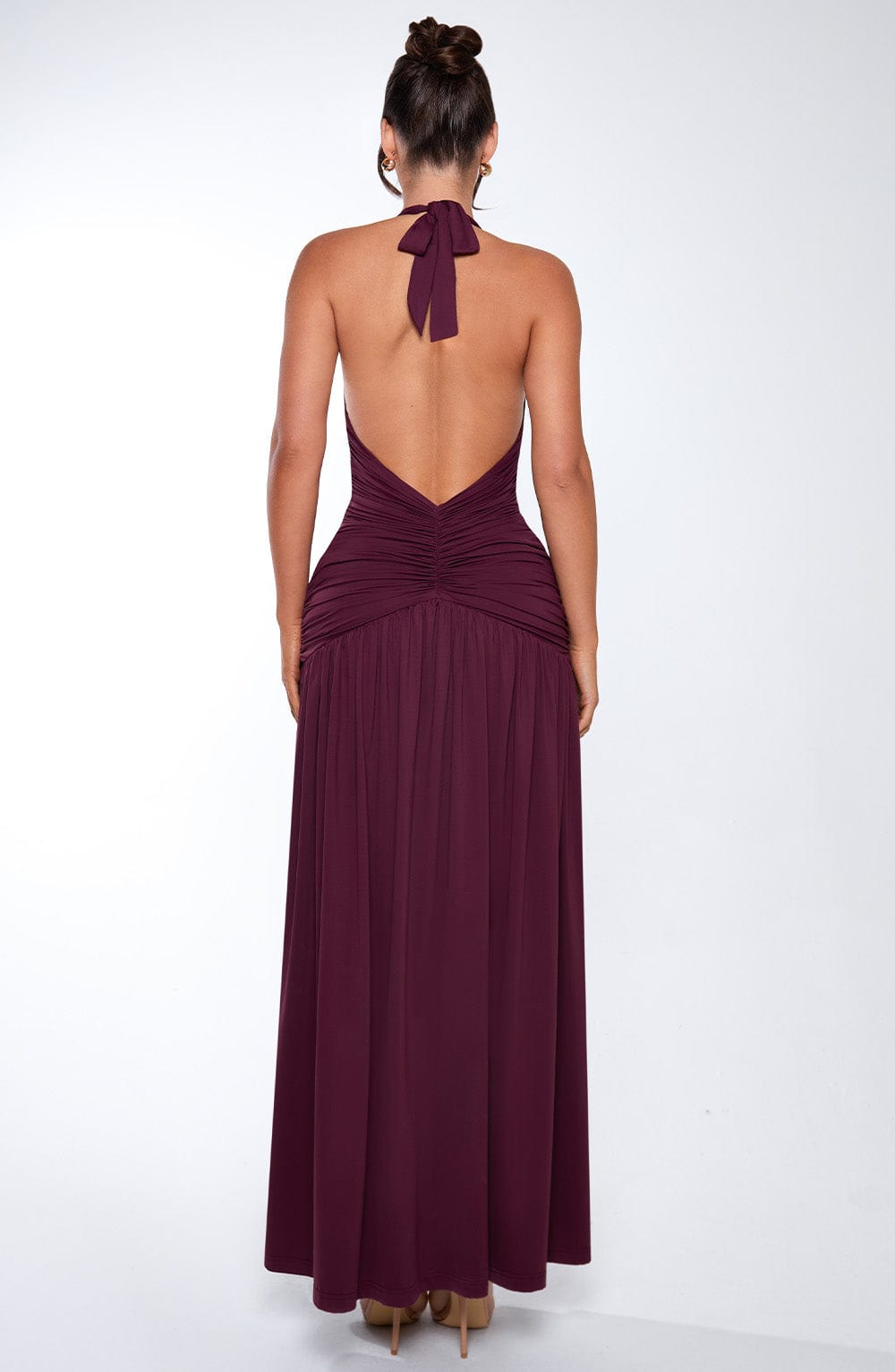 DIA Women's Dress Melania Maxi Cherry Lacquer Ruched Evening Party
