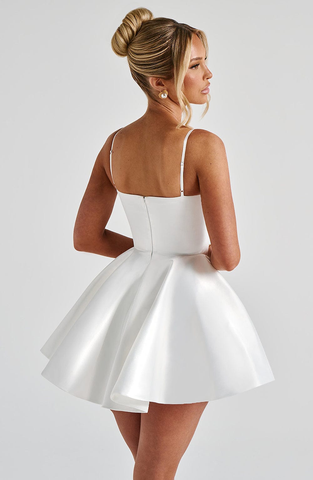 C.F Women's Dress Poppy Mini Ivory Stretch Satin Party