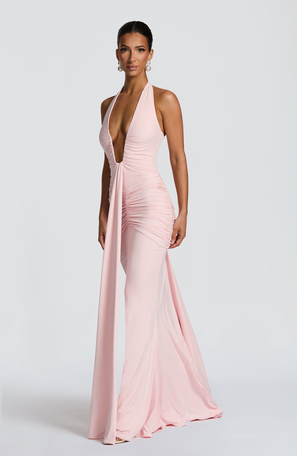 DIA Women's Dress Rosetta Maxi Blush Jersey Ruched Formal