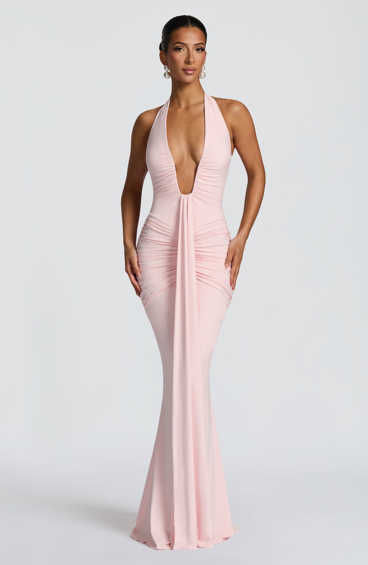 DIA Women's Dress Rosetta Maxi Blush Jersey Ruched Formal
