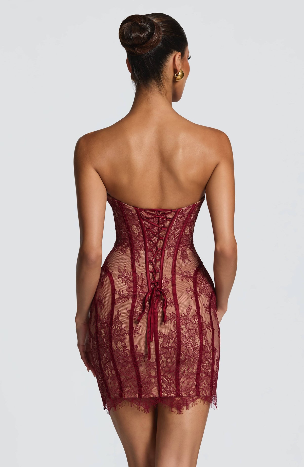 T.X Women's Dress Strapless Bodycon Burgundy Lace Party