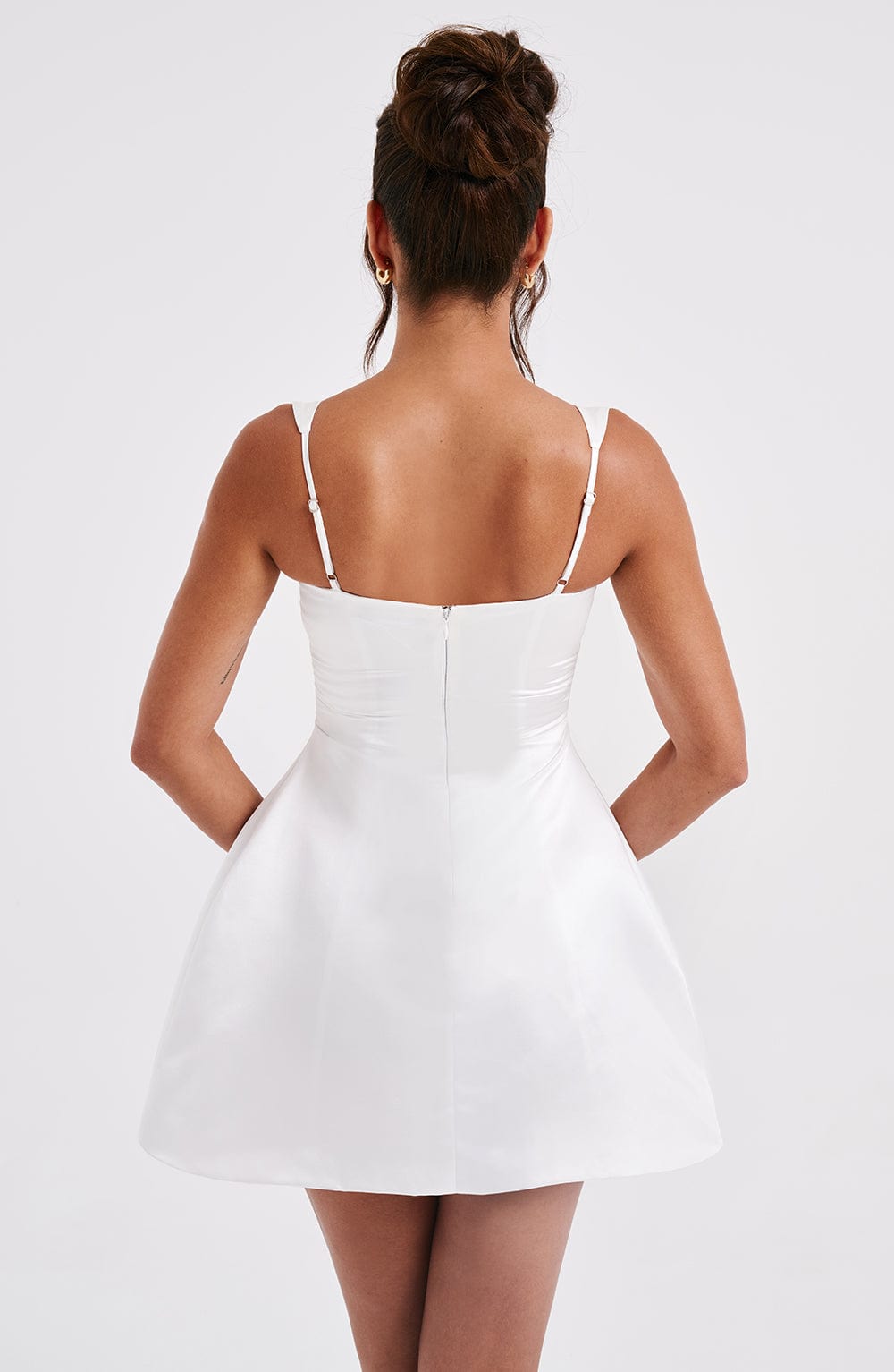 M.T Women's Dress Sofie Bubble Hem Ivory Satin Party