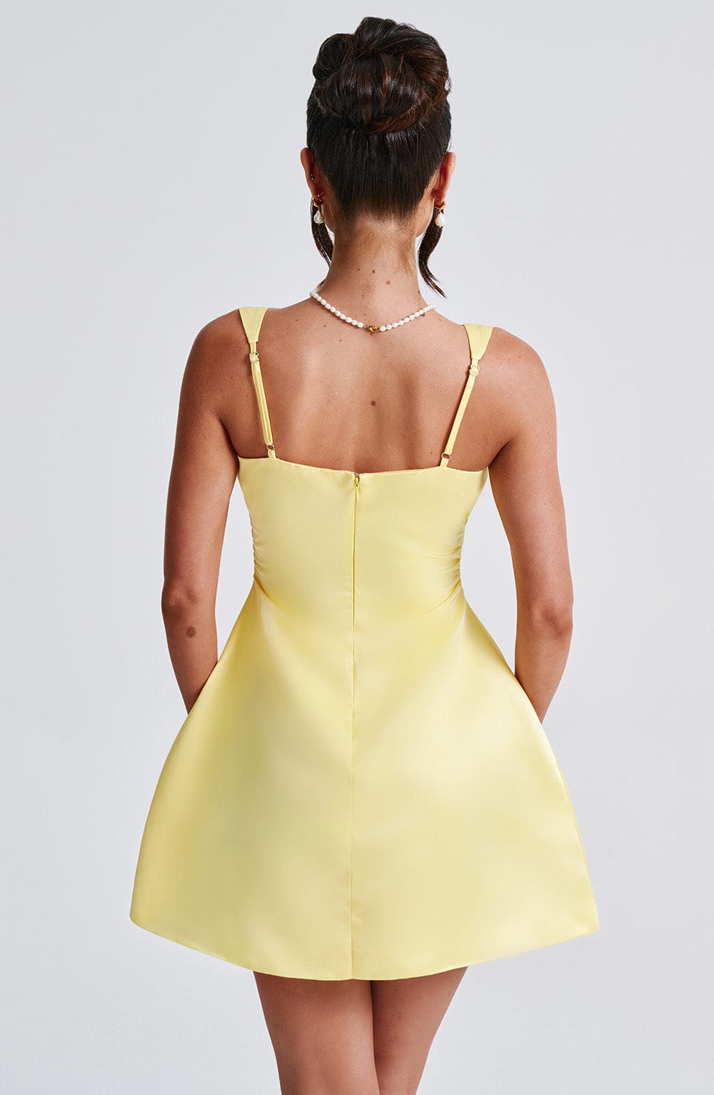 M.T Women's Dress Sofie Bubble Hem Lemon Satin Party