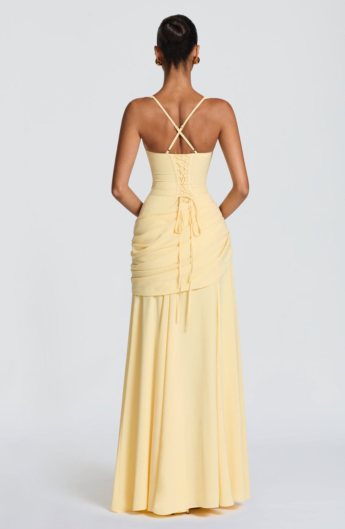 M.T Women's Dress Maxi Sura Lemon Satin Formal