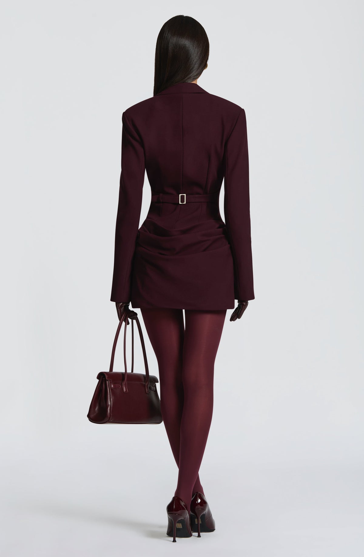 S.M Women's Dress Tailored Long Sleeve Plum Suiting Party