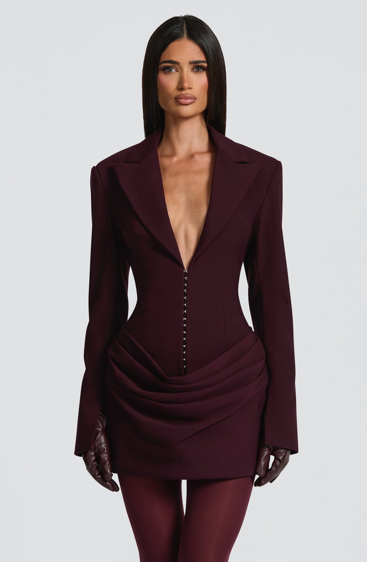 S.M Women's Dress Tailored Long Sleeve Plum Suiting Party
