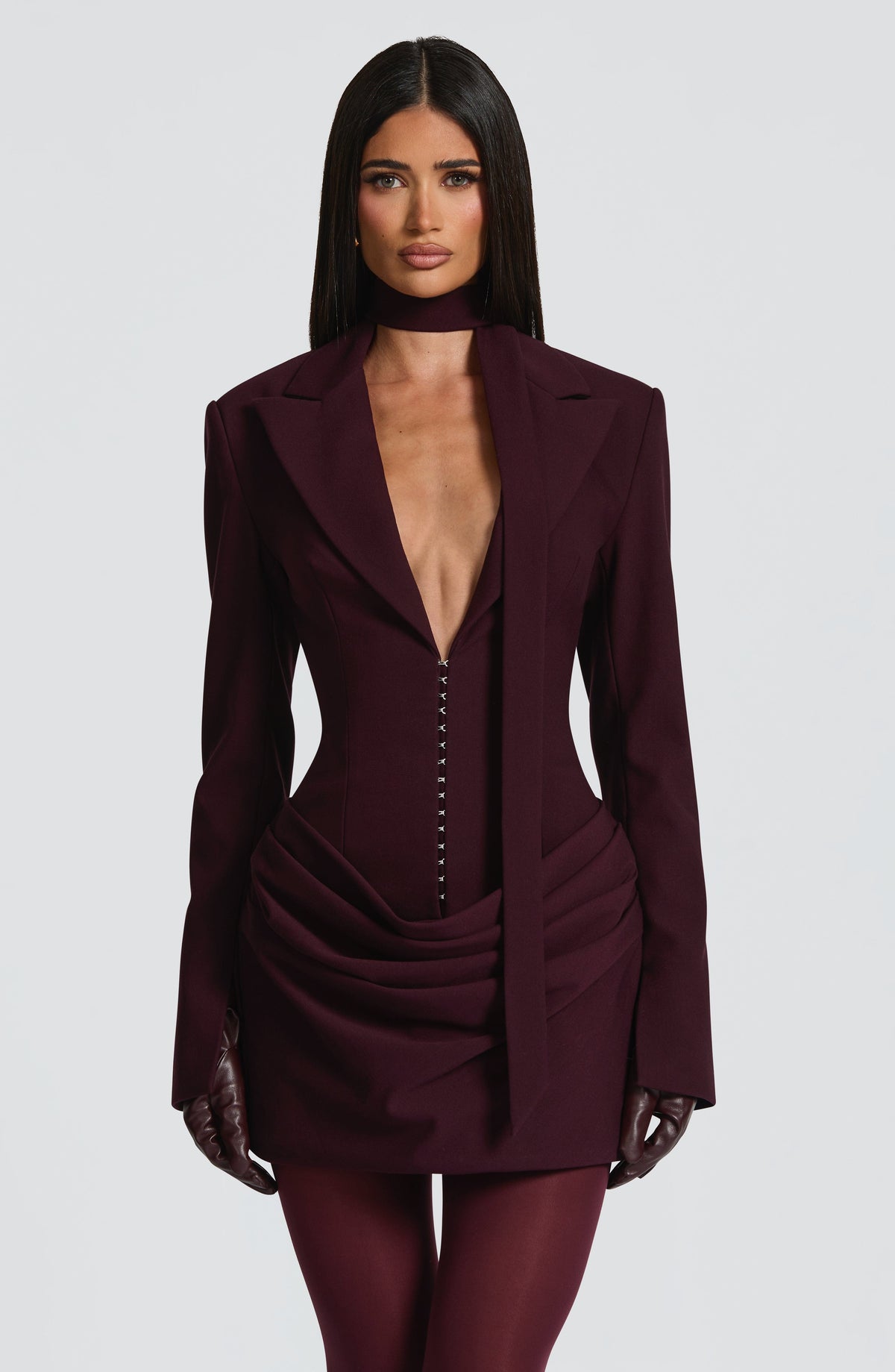 S.M Women's Dress Tailored Long Sleeve Plum Suiting Party