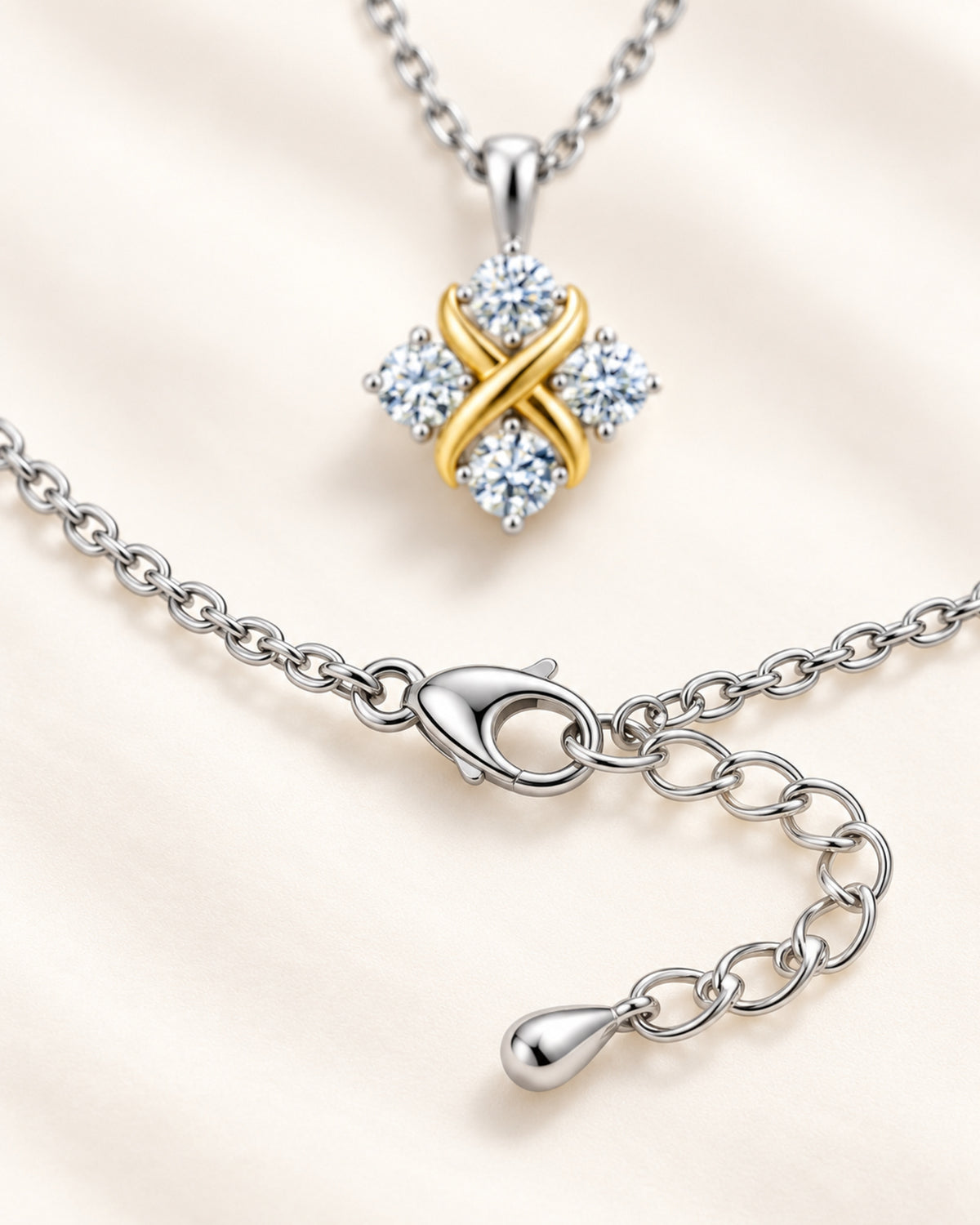 S925 necklace lobster clasp and adjustable extender detail