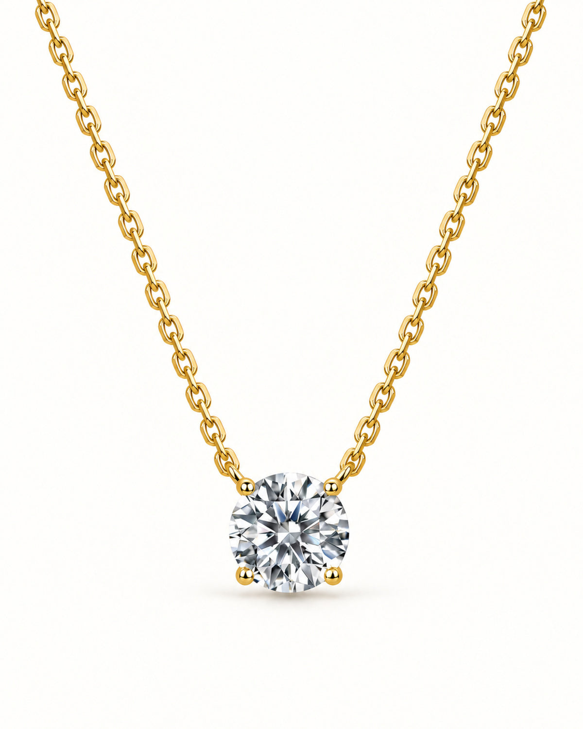 Women's gold-tone S925 sterling silver round moissanite necklace