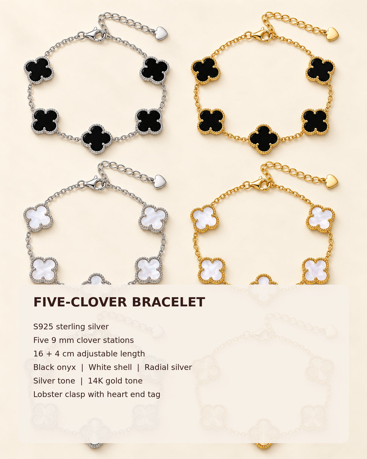 Five-clover bracelet inlay and finish guide