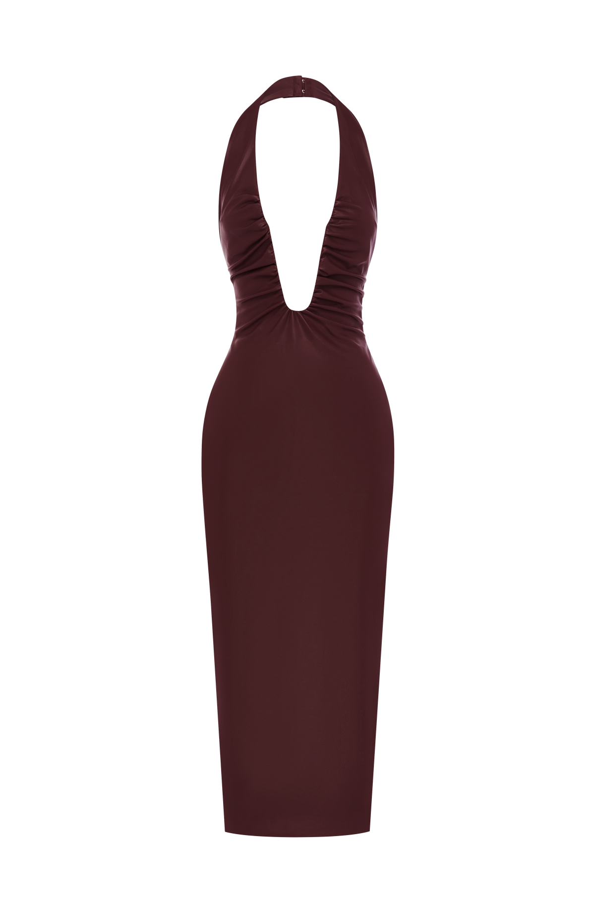 DIA Women's Dress Midi Burgundy Faux Leather Evening