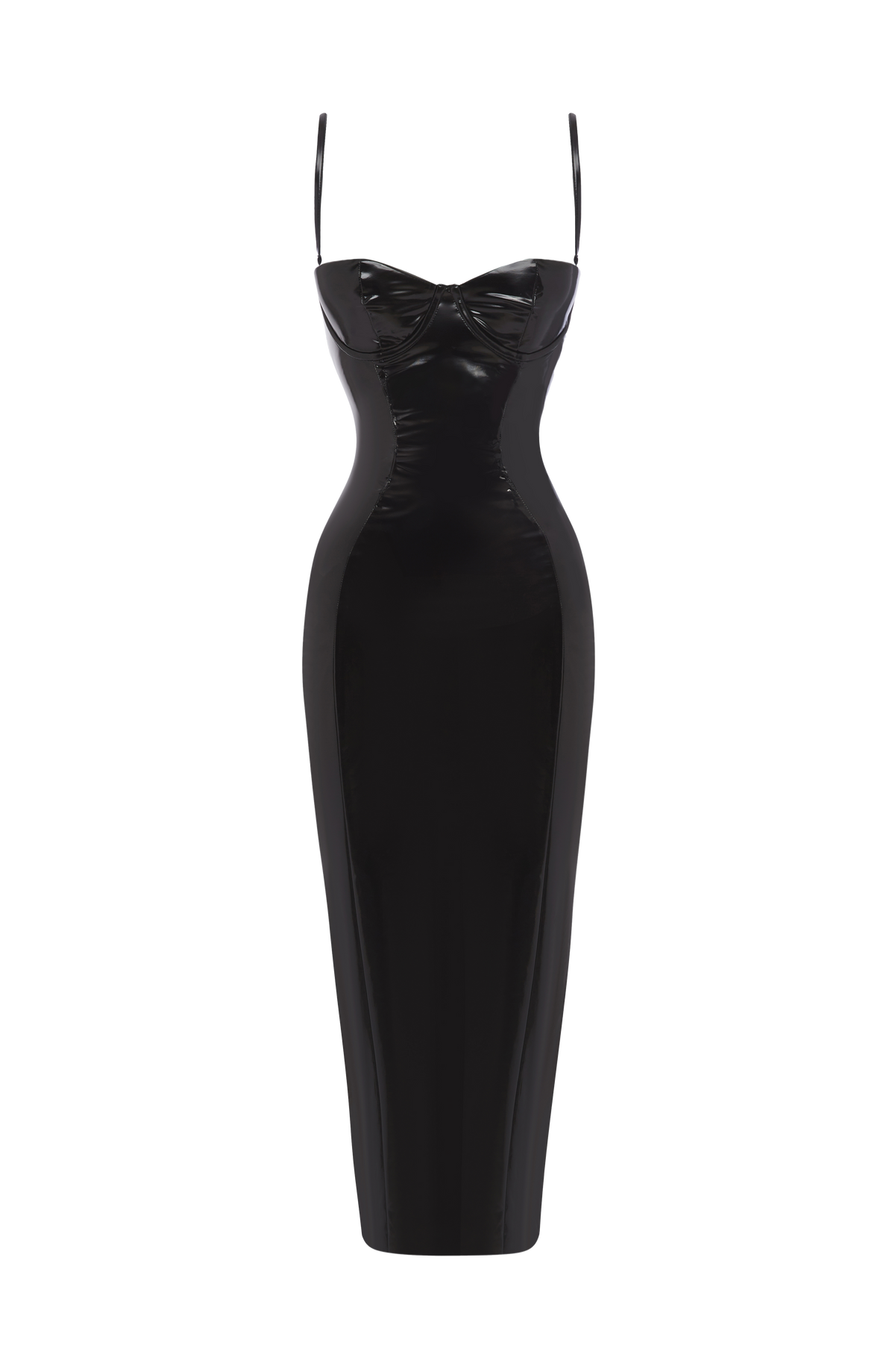 DIA Women's Dress Amala Midi Black Vinyl Evening