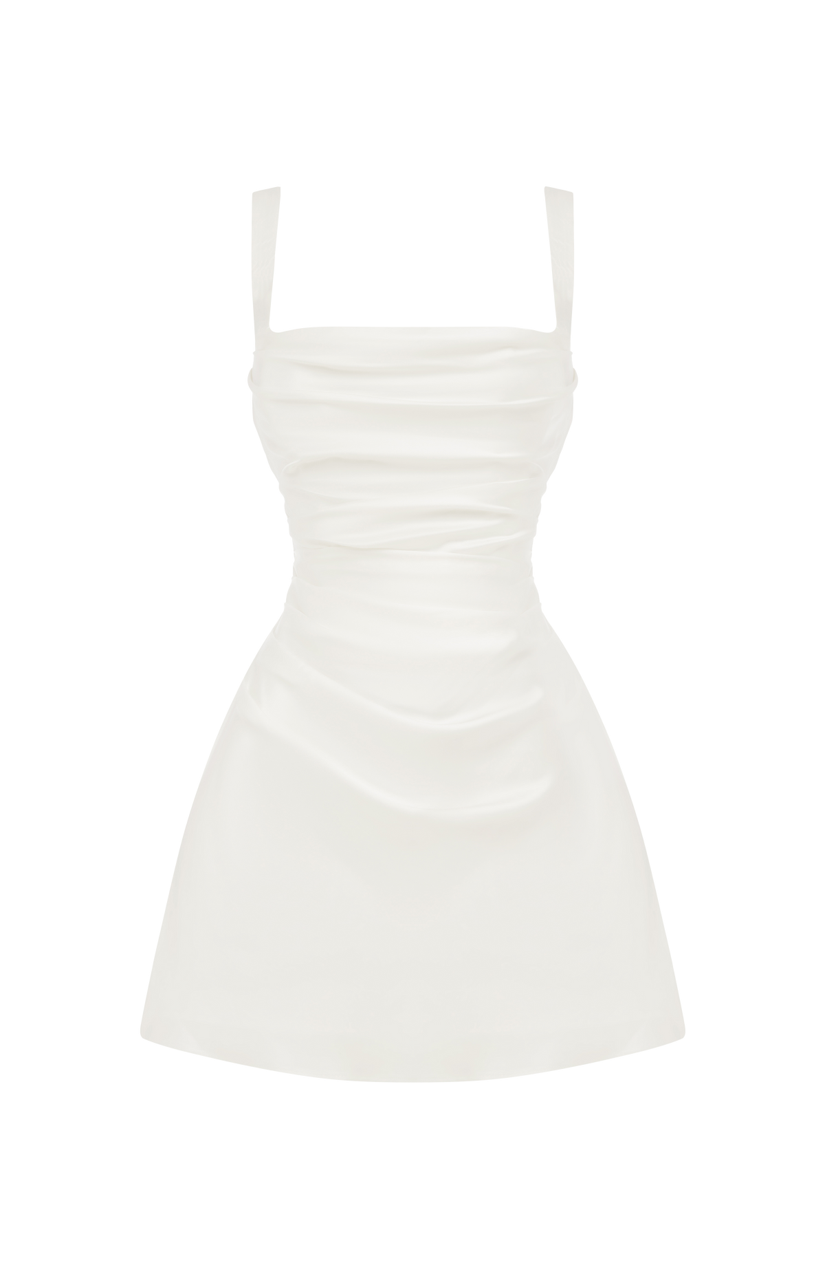 M.T Women's Dress Calanthe Square-Neck Ivory Pleated Satin Bridal Party Mini Dress
