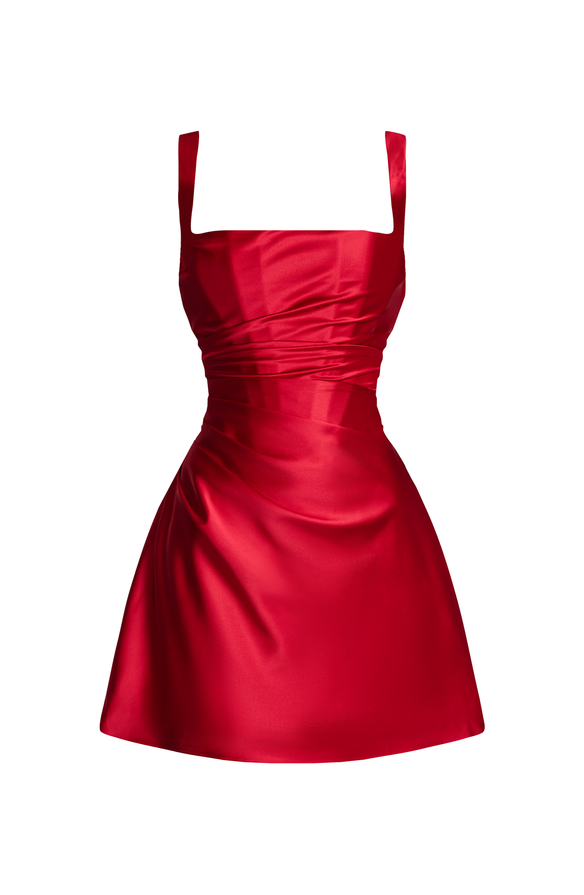 M.T Women's Dress Calanthe Square Neck Red Satin Evening Cocktail