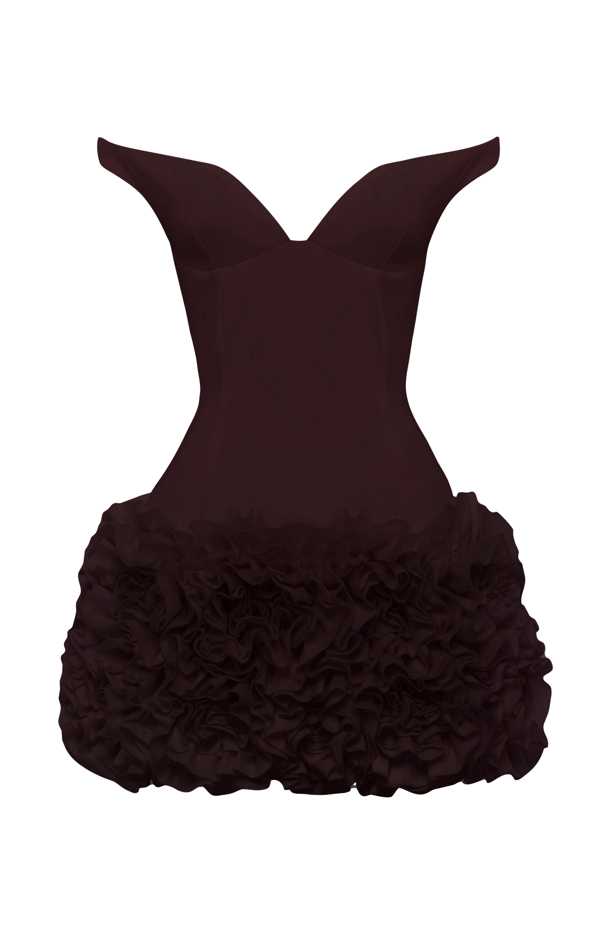 R.F Women's Dress Mini Bardot Plum Crepe Satin Party