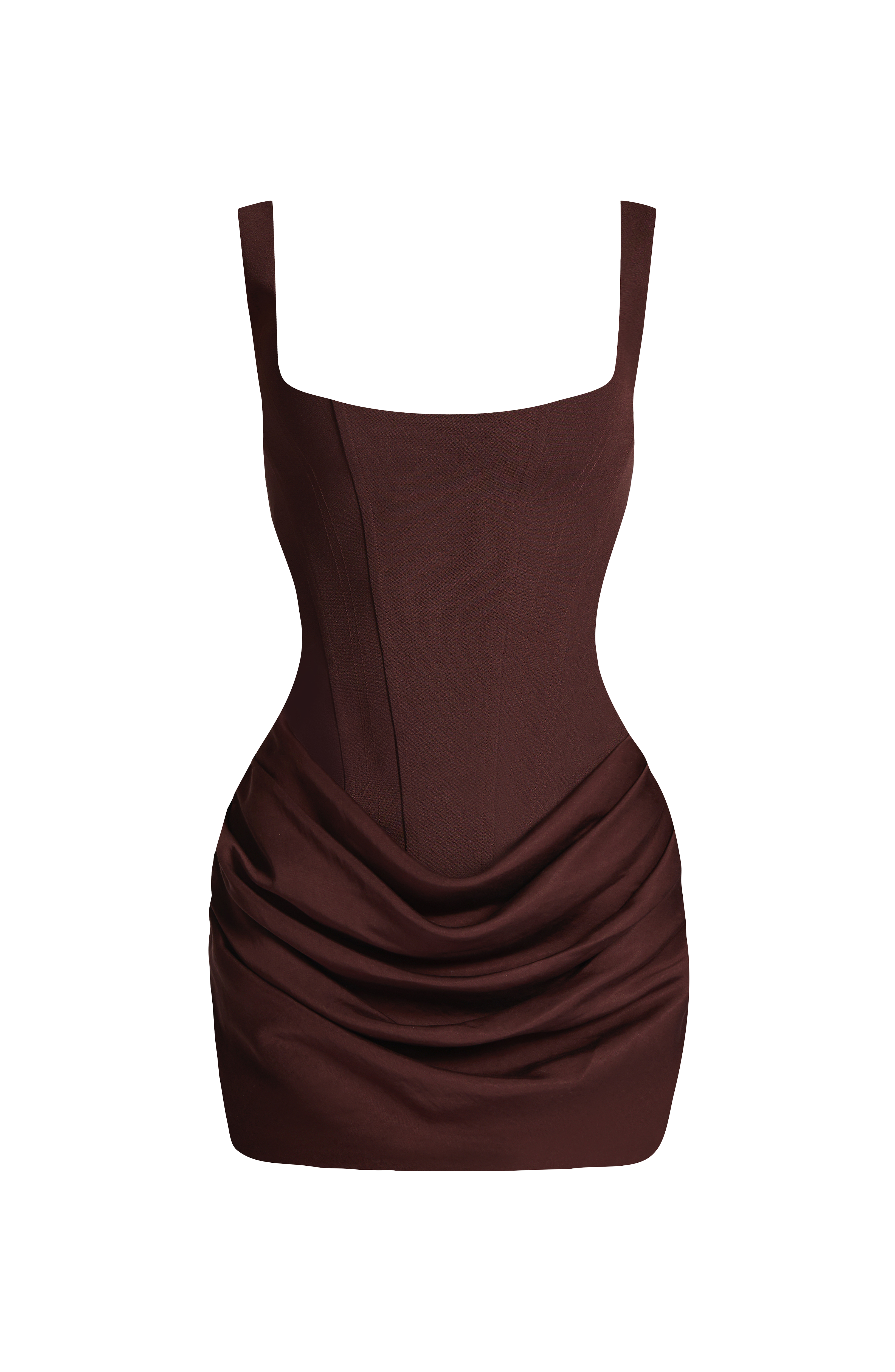 R.F Women's Dress Cornelia Mini Plum Brown Crepe Evening Cocktail