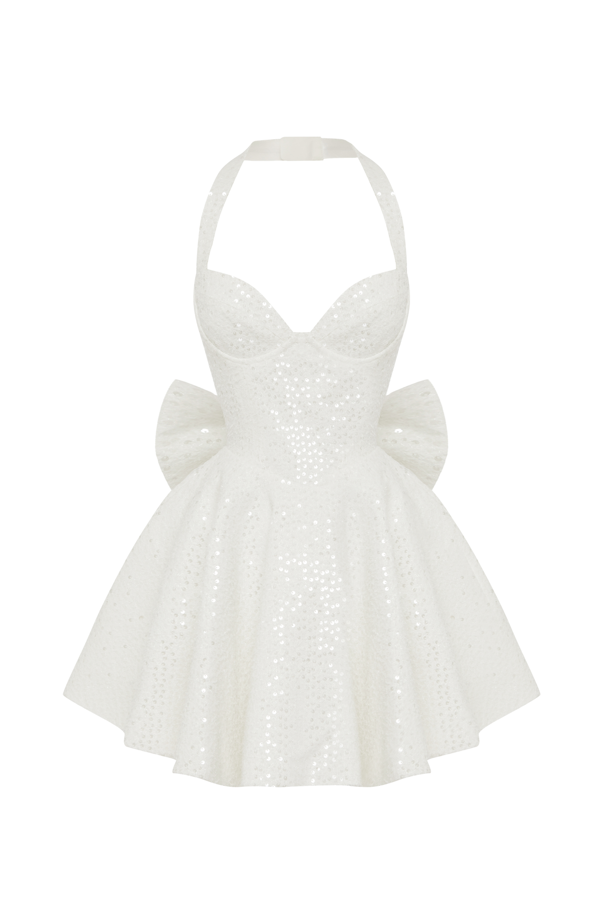 M.T Women's Dress Georgette Mini Ivory Sequin Tweed Party