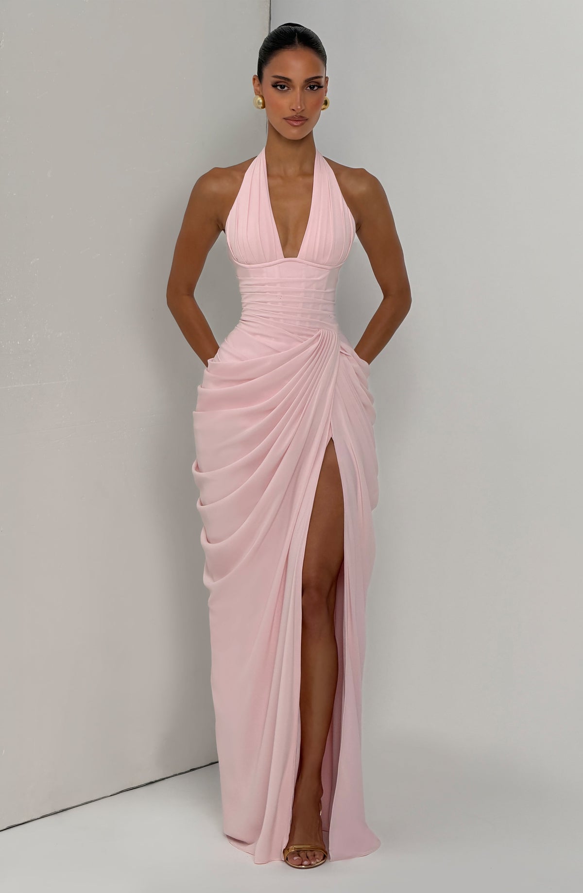 T.X Women's Dress Minette Maxi Corset Blush Chiffon Formal