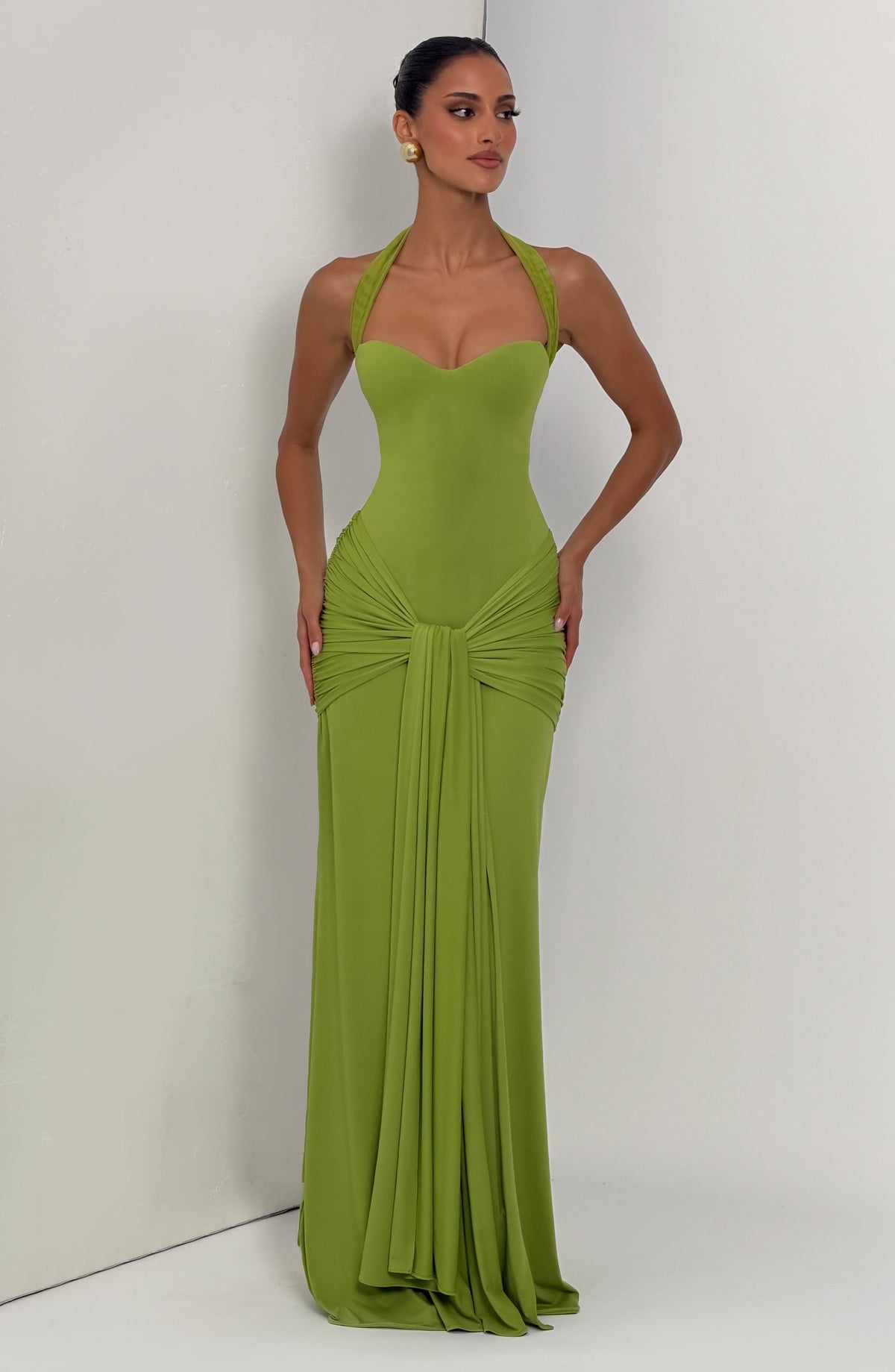 R.F Women's Dress Corset Maxi Olive Mesh Formal