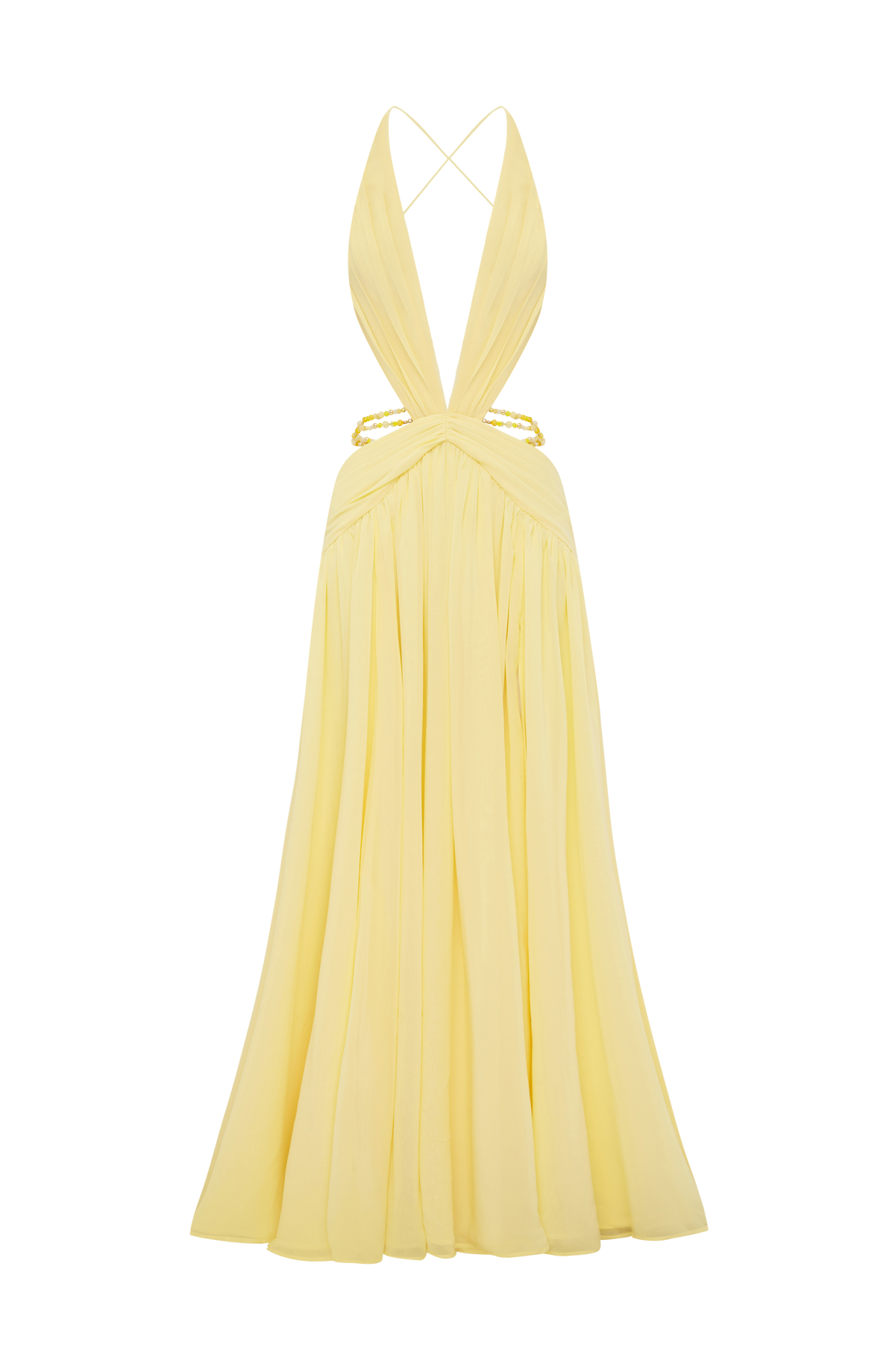 T.X Women's Dress Maxi Indianna Lemon Chiffon Backless Formal