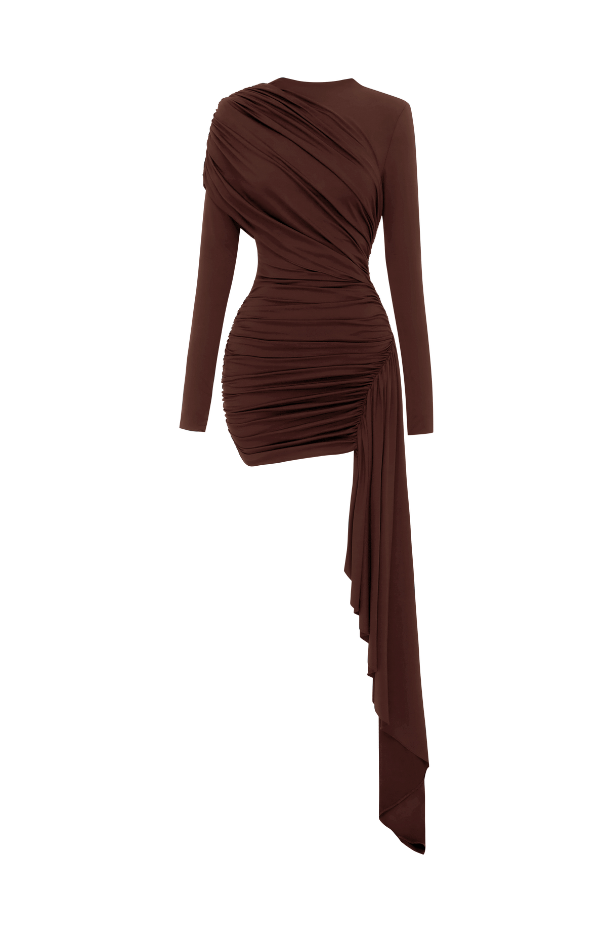DIA Women's Dress Ruched Mini Plum Brown Jersey Evening Party