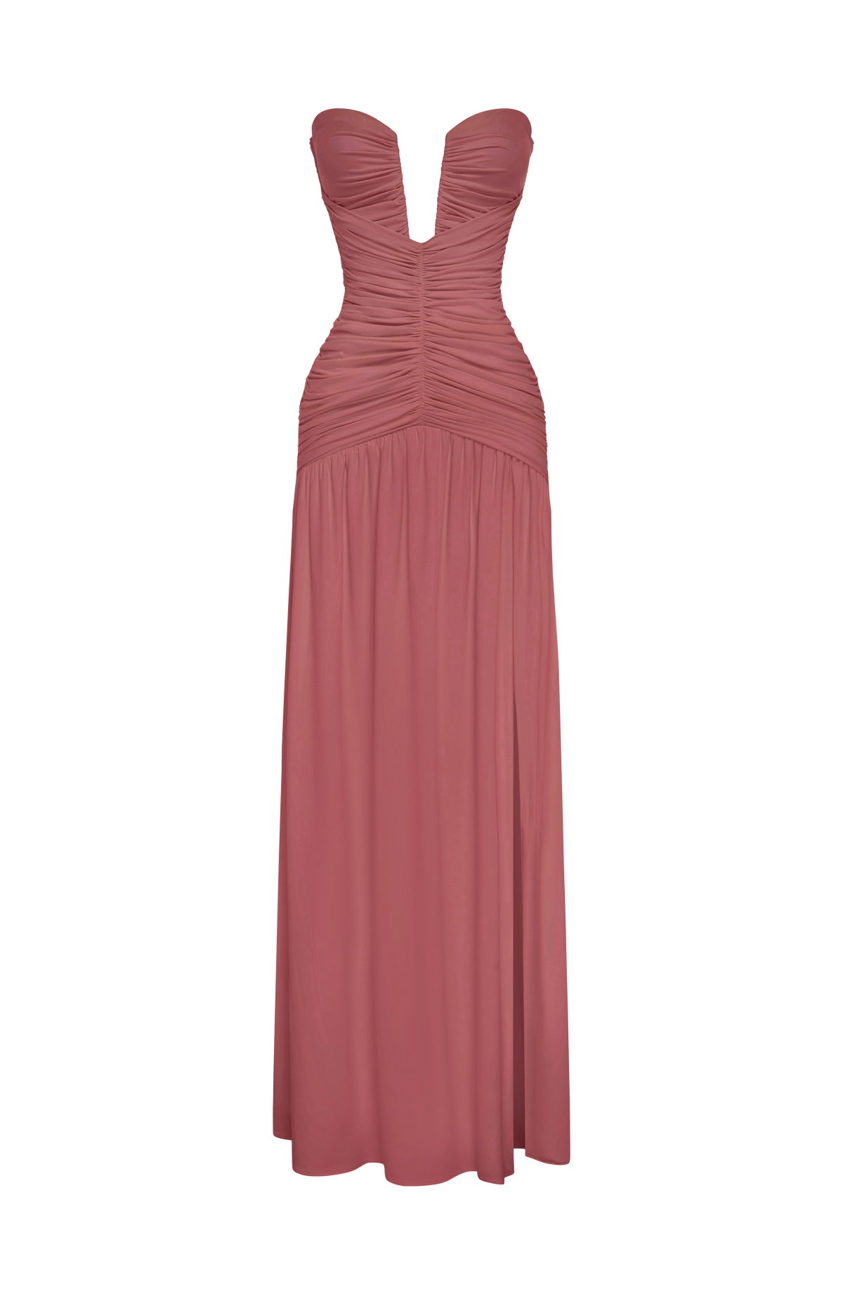 DIA Women's Dress Strapless Ruched Rose Brown Jersey Evening