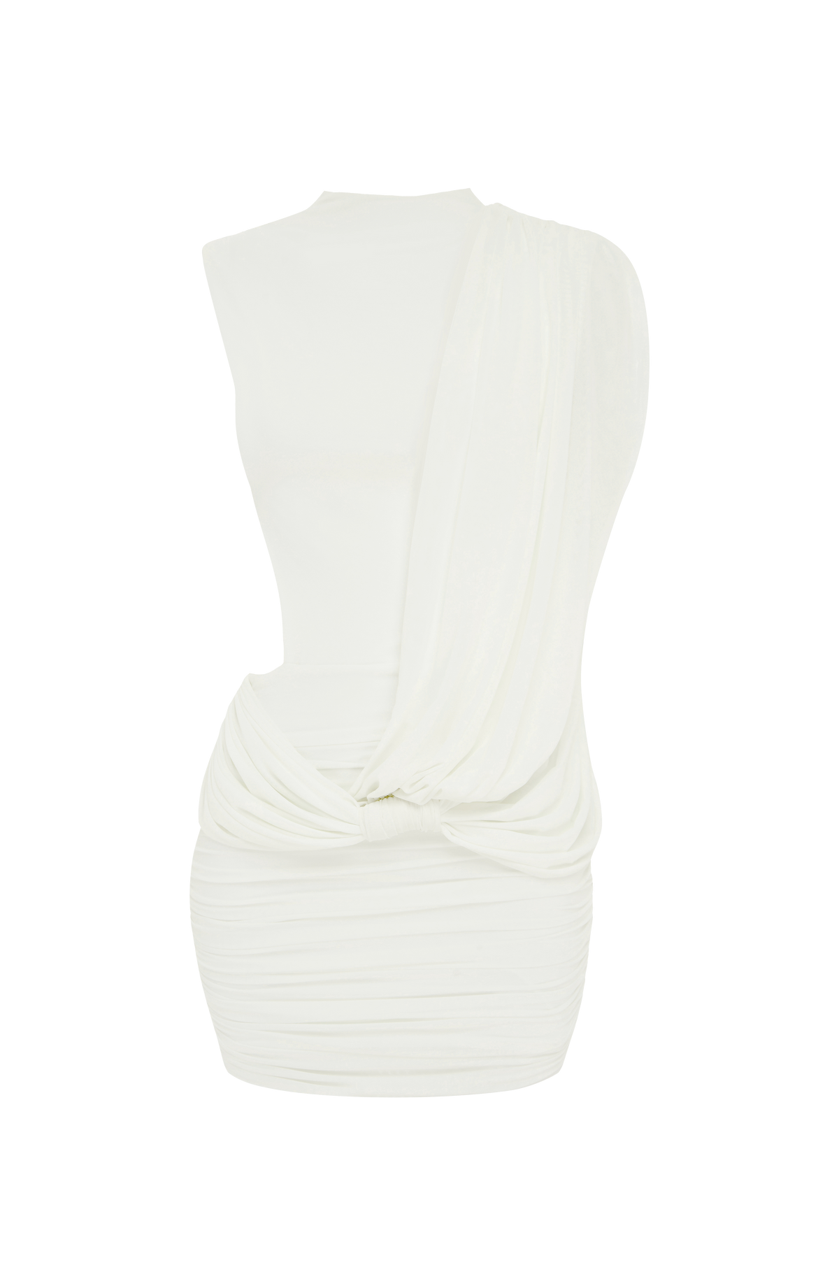 R.F Women's Dress Ruched Mireya Ivory Mesh Party