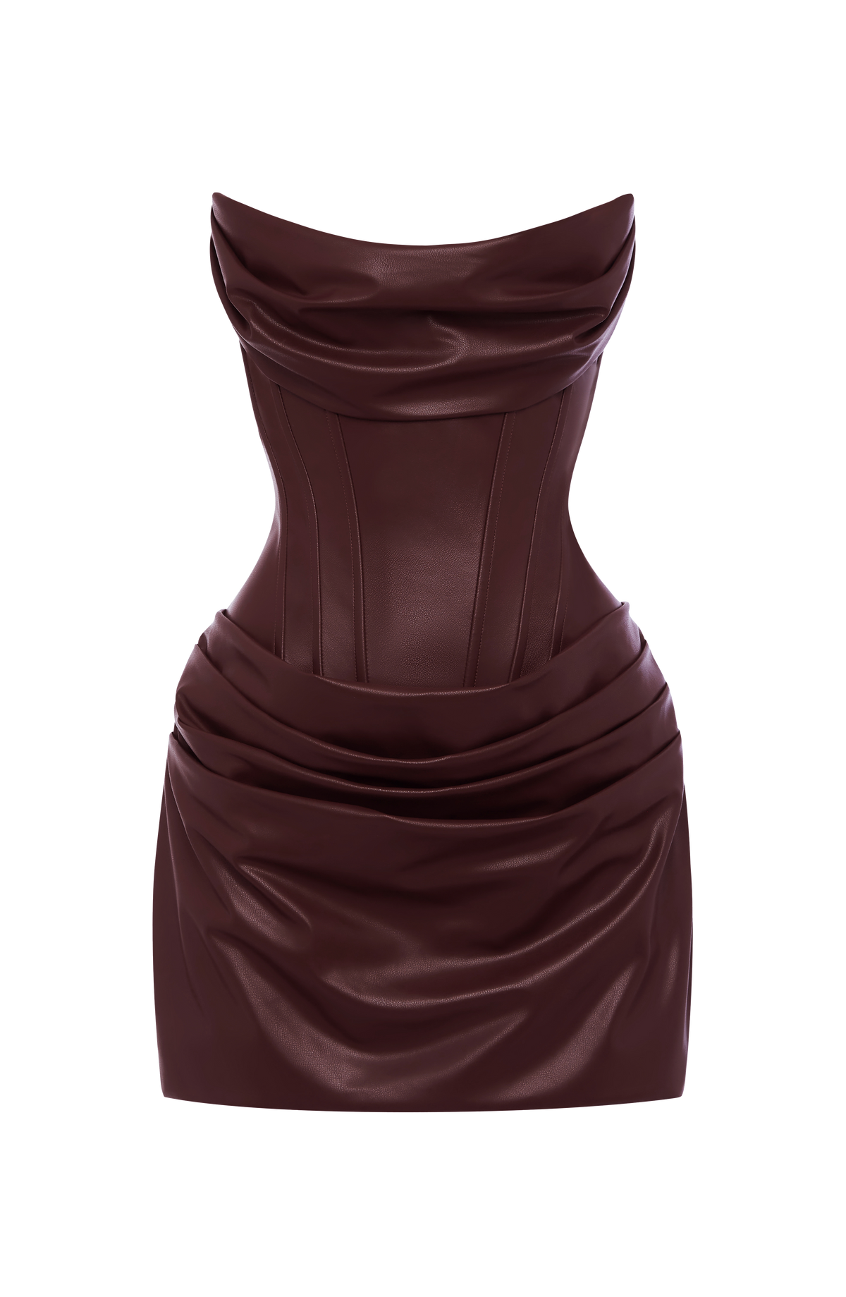 M.T Women's Dress Cowl Neck Burgundy Faux Leather Party Evening