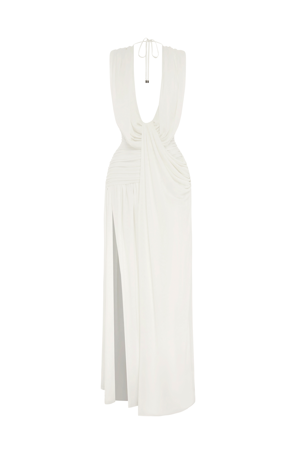 R.F Women's Dress Maxi Cowl Neck Ivory Mesh Bridal Evening