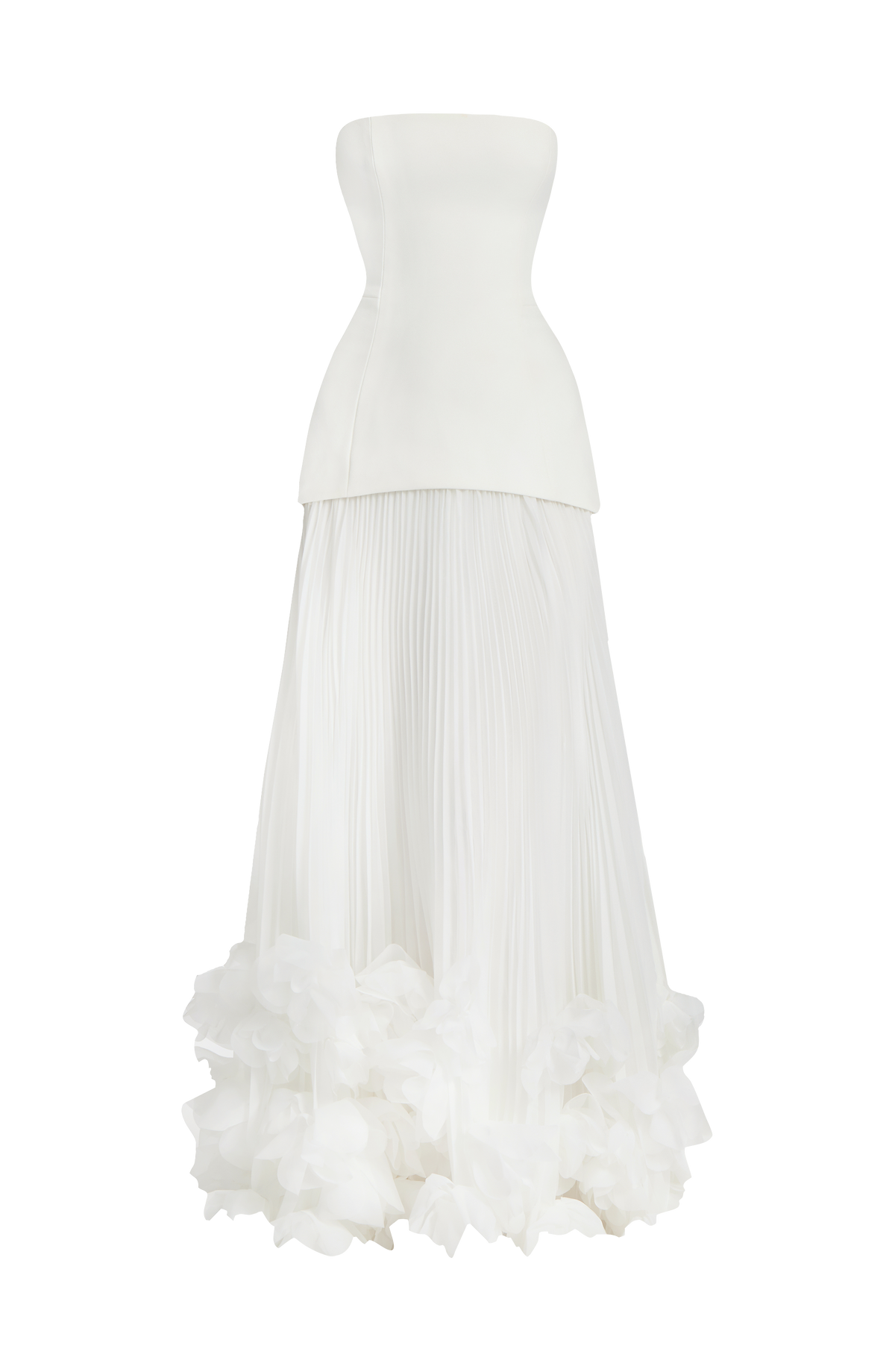 S.M Women's Dress Seraphina Corset Ivory Crepe Floral Applique Bridal